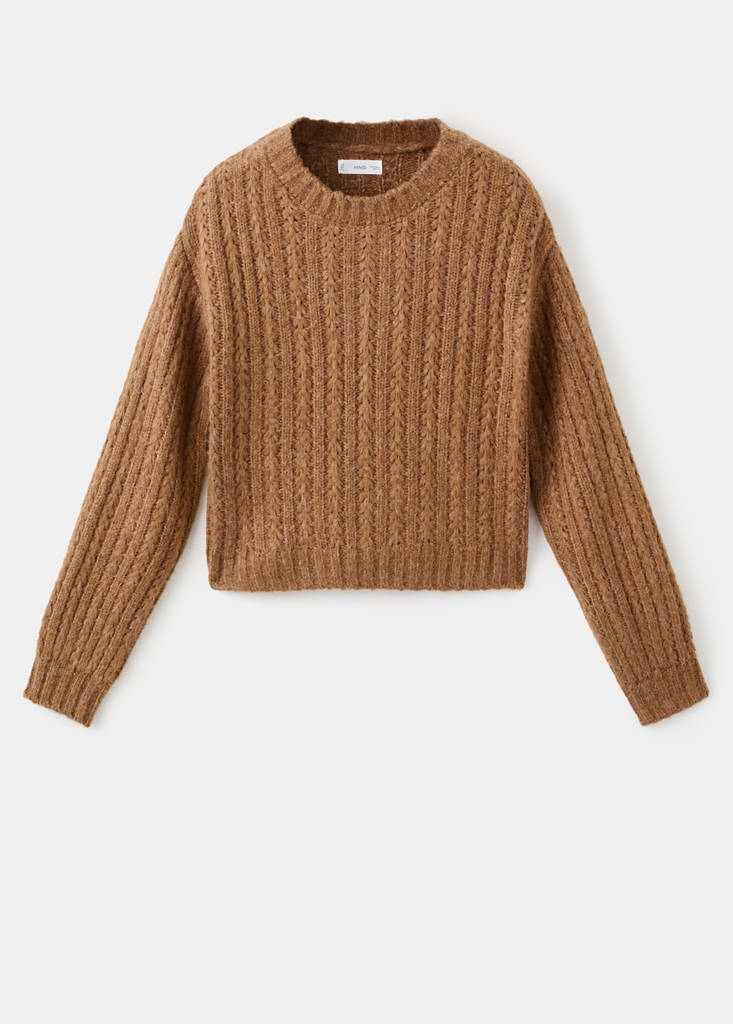 Knitted cropped sweater — Caramel