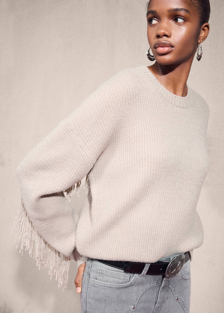 Fringes knit sweater — Medium Brown