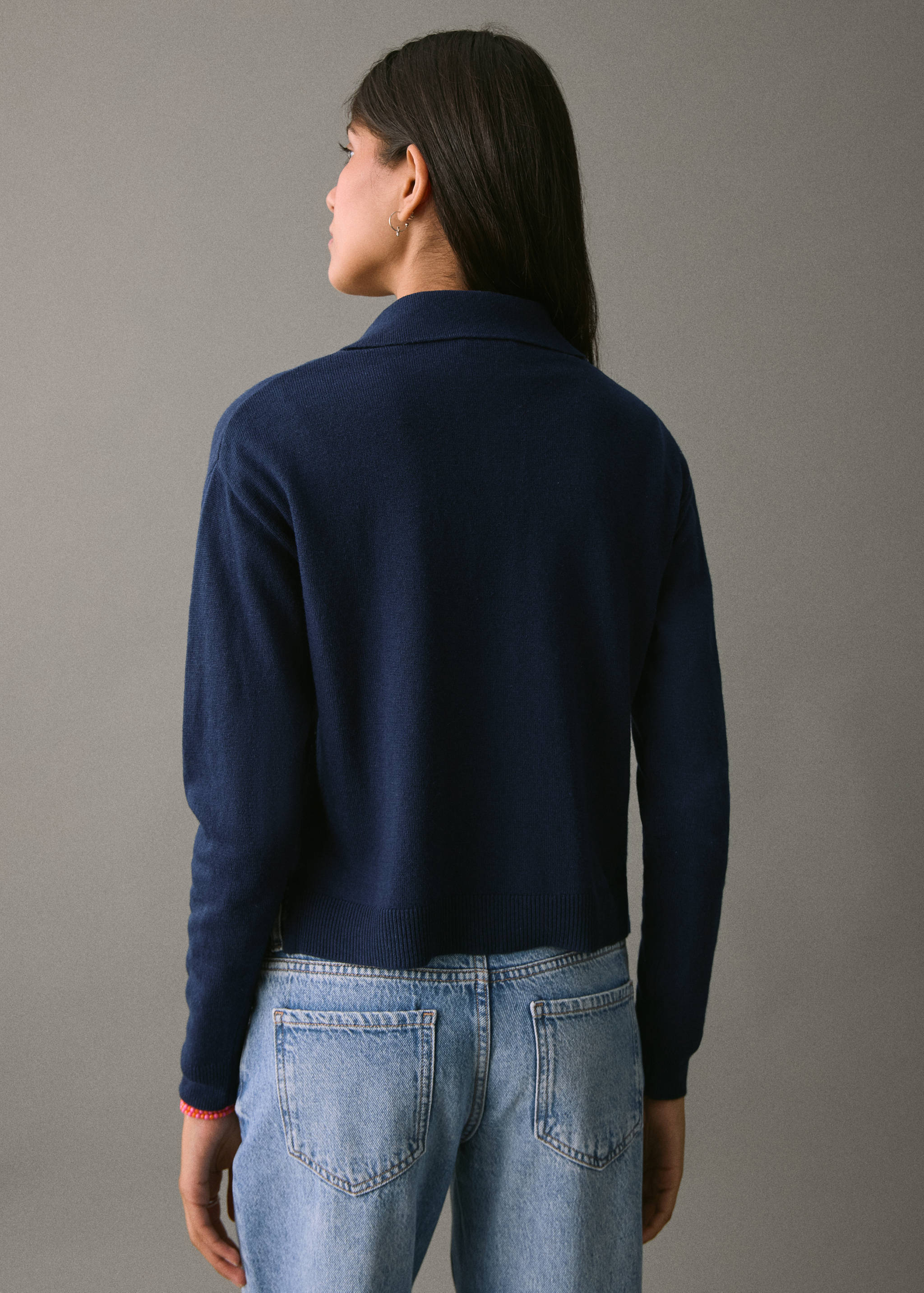 Knitted polo-neck sweater - Reverse of the article