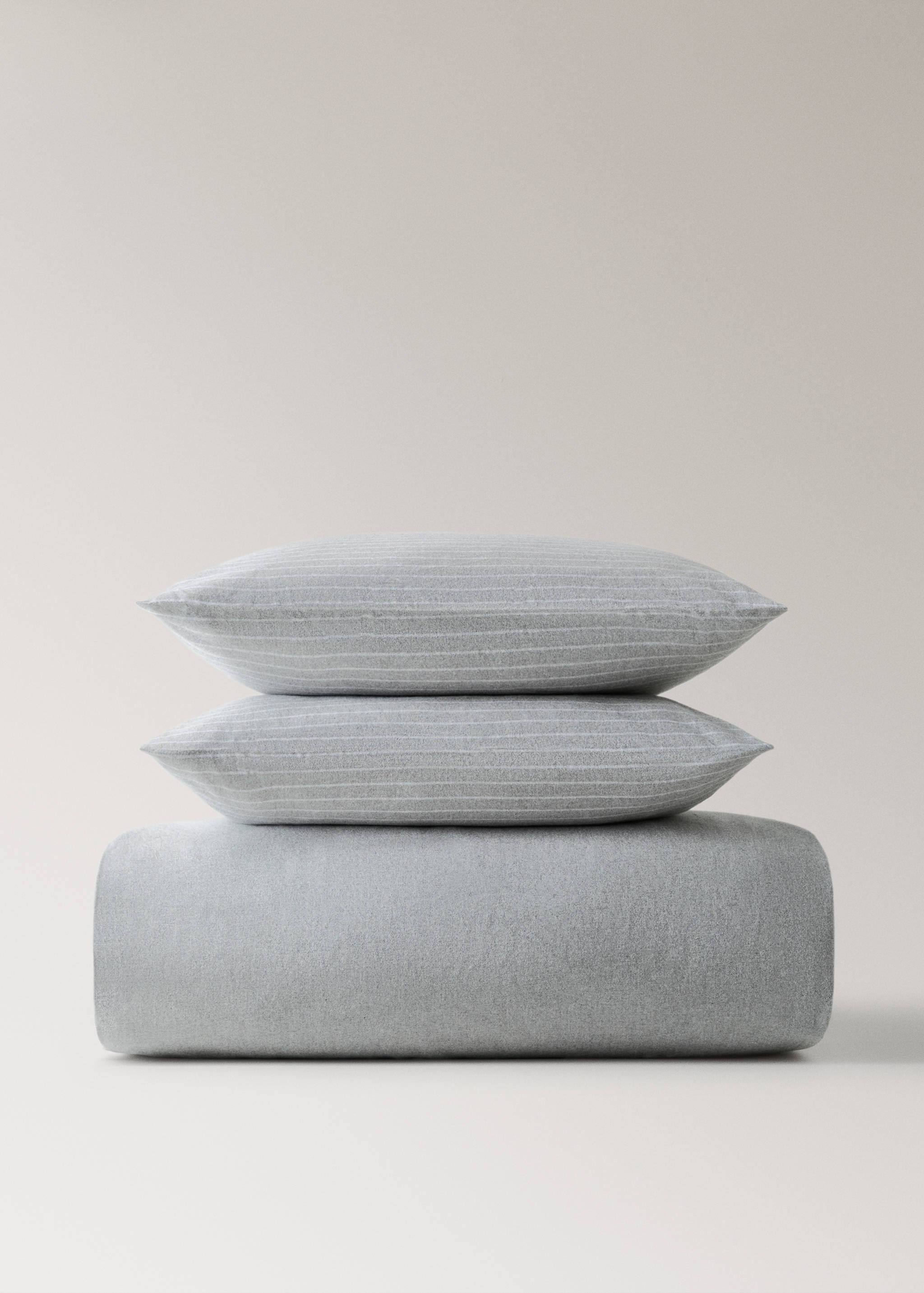 Melange cotton flannel duvet cover with fine-striped yarn for 35.43 in bed - Details of the article 4