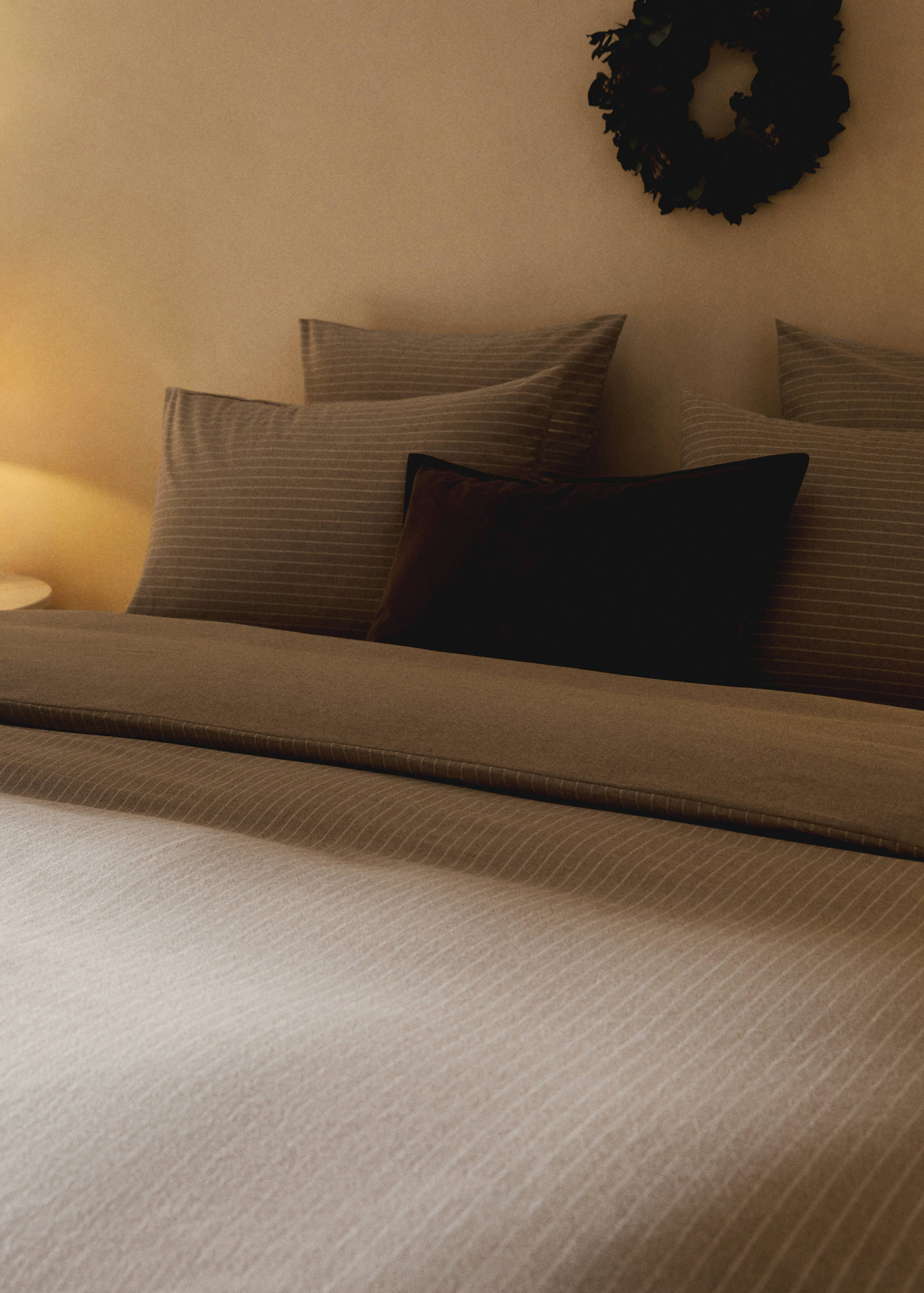 Melange cotton flannel duvet cover with fine-striped yarn for 150/160cm bed - Details of the article 7