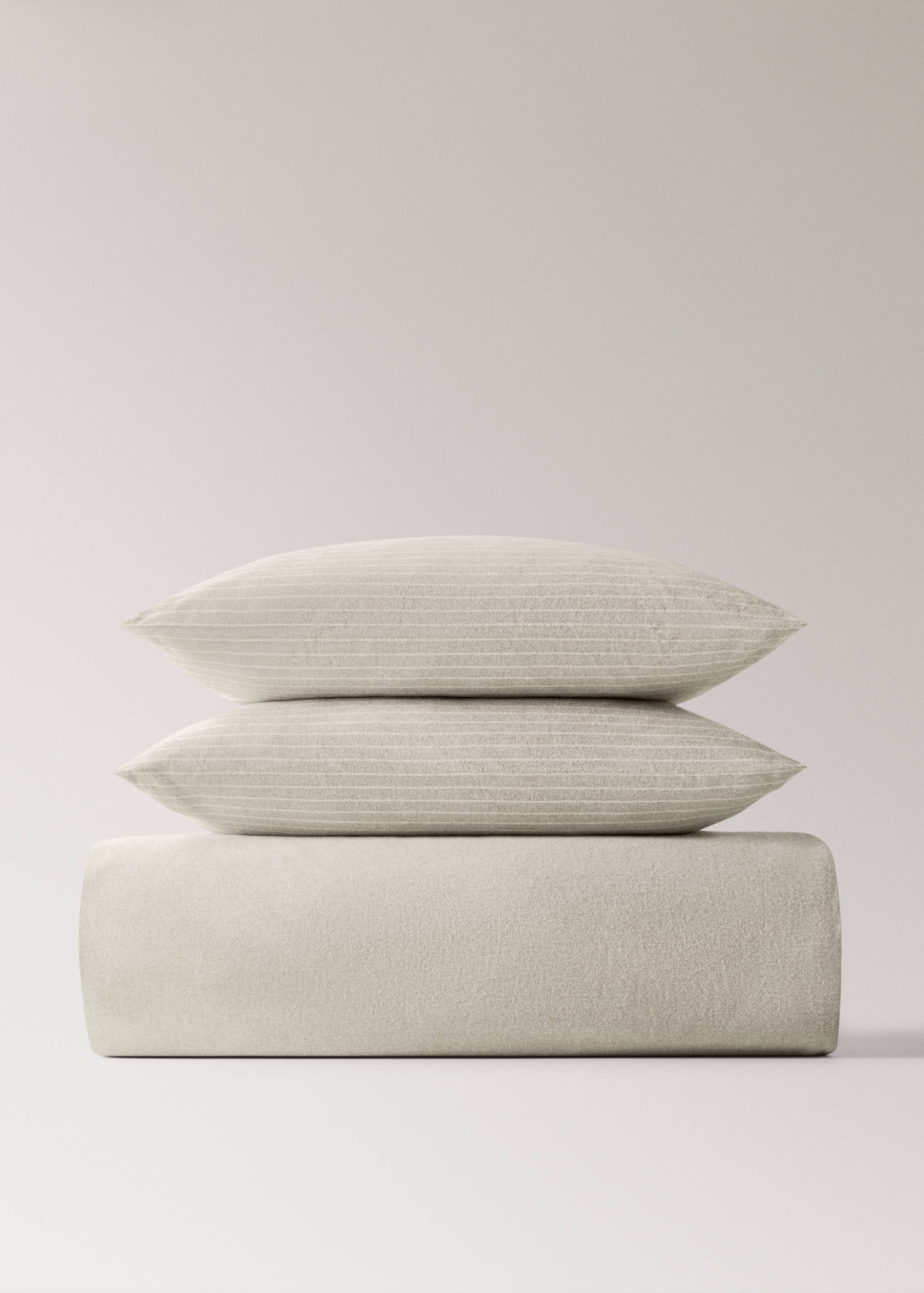 Melange cotton flannel duvet cover with fine-striped yarn for 150/160cm bed - Details of the article 4