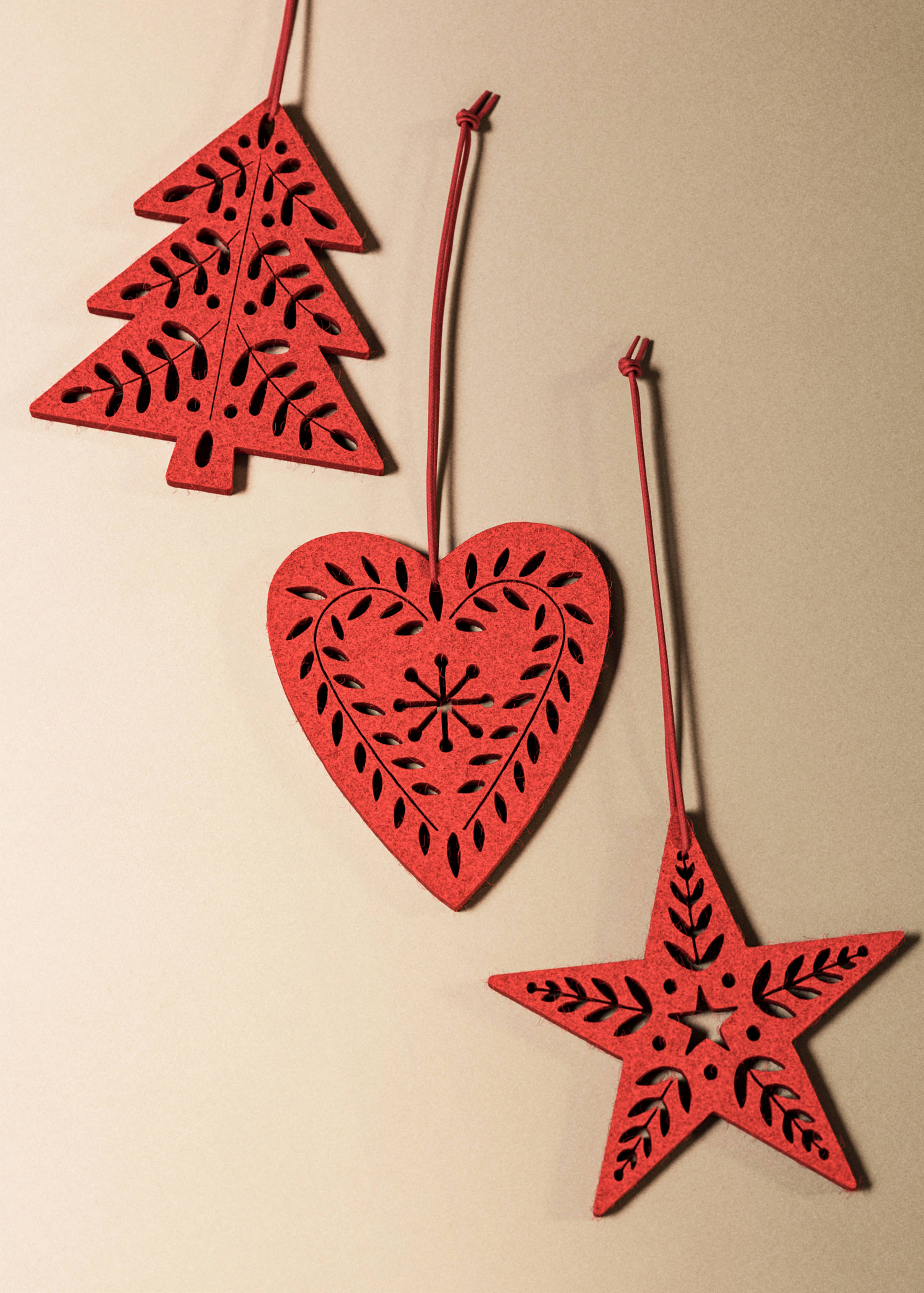 Juletrepynt i filt, 9 stk - Total bildeutsnitt