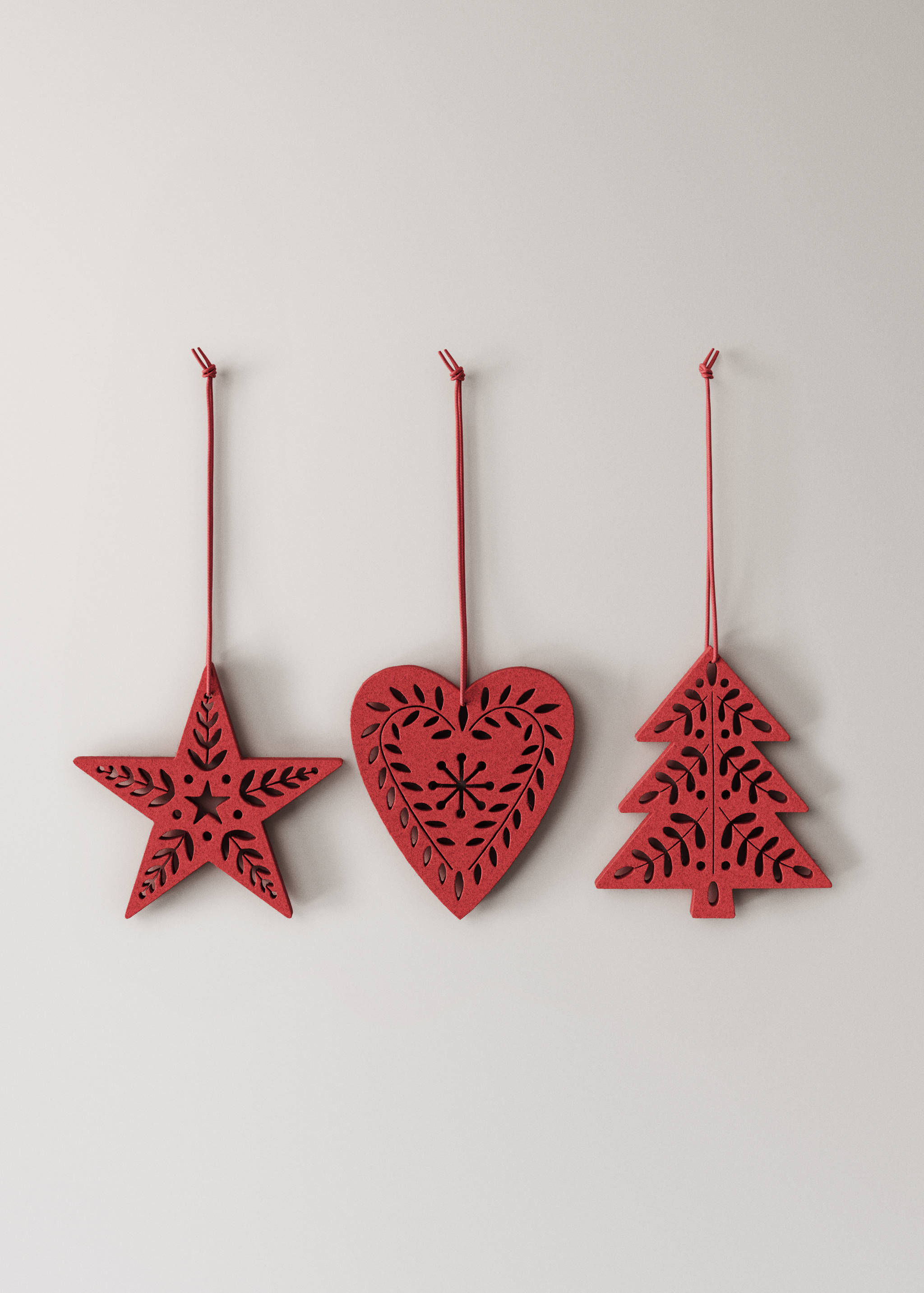 Juletrepynt i filt, 9 stk - Artikkel uten modell