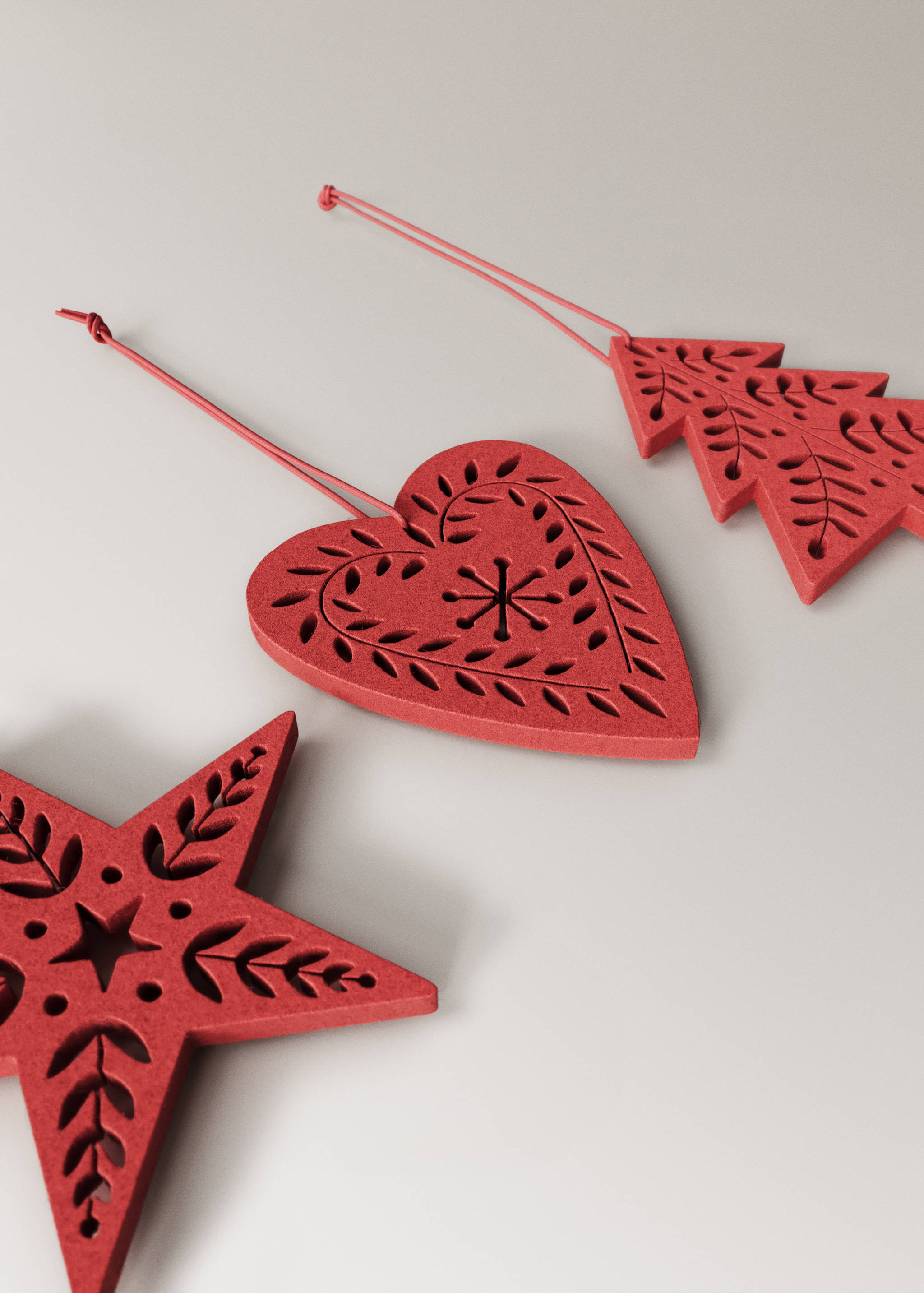 Juletrepynt i filt, 9 stk - Artikkeldetalj 1