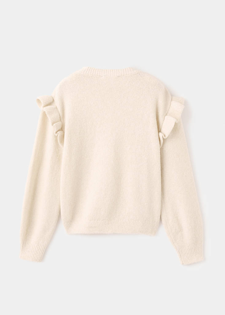 Ruffled glitter sweater — Beige