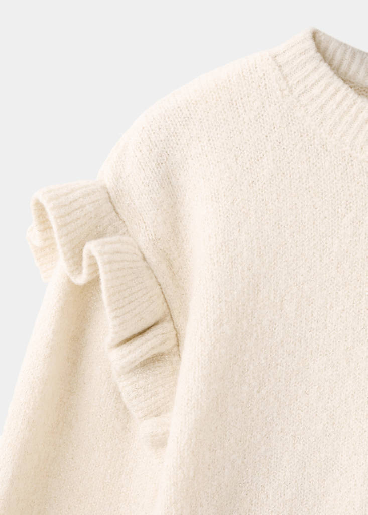 Ruffled glitter sweater — Beige