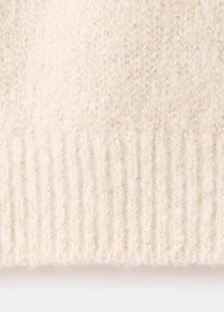 Ruffled glitter sweater — Beige