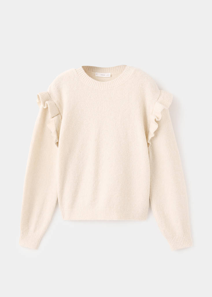 Ruffled glitter sweater — Beige