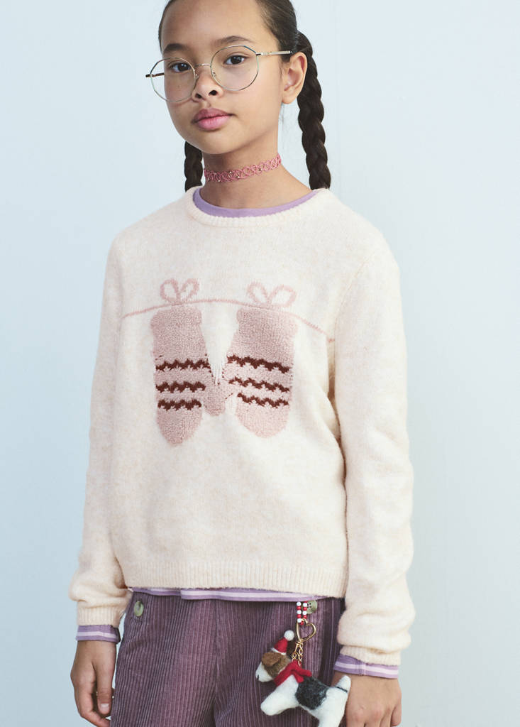 Knit embroidered sweater — Beige