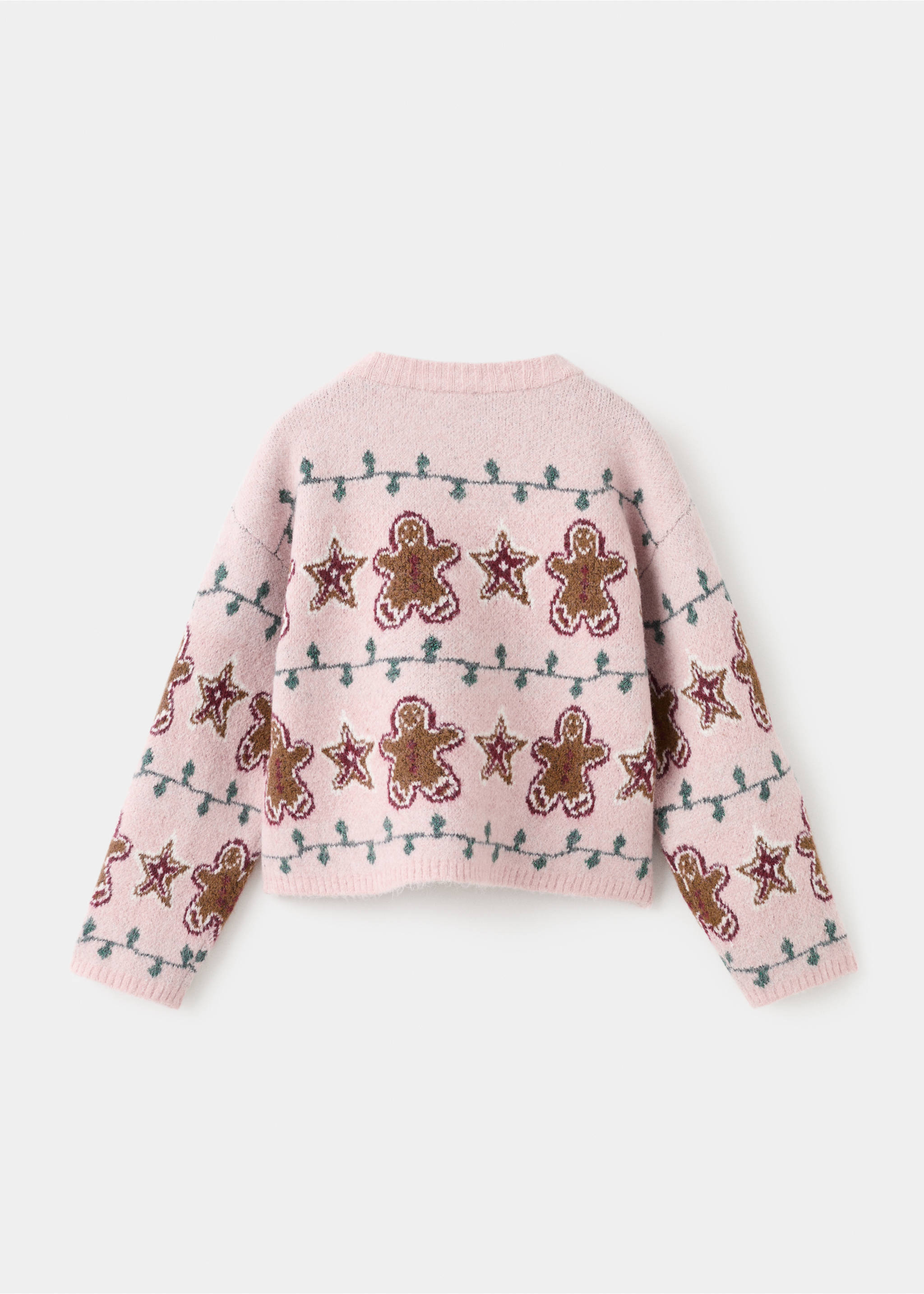 Pull-over maille imprimé de Noël - Verso de l’article, Rose. Ref: 17009109-00.