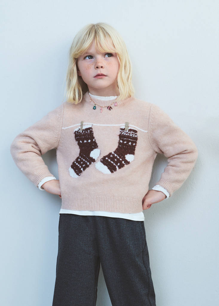 Knit embroidered sweater — Pink