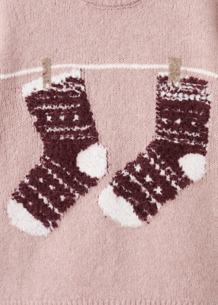Knit embroidered sweater — Pink