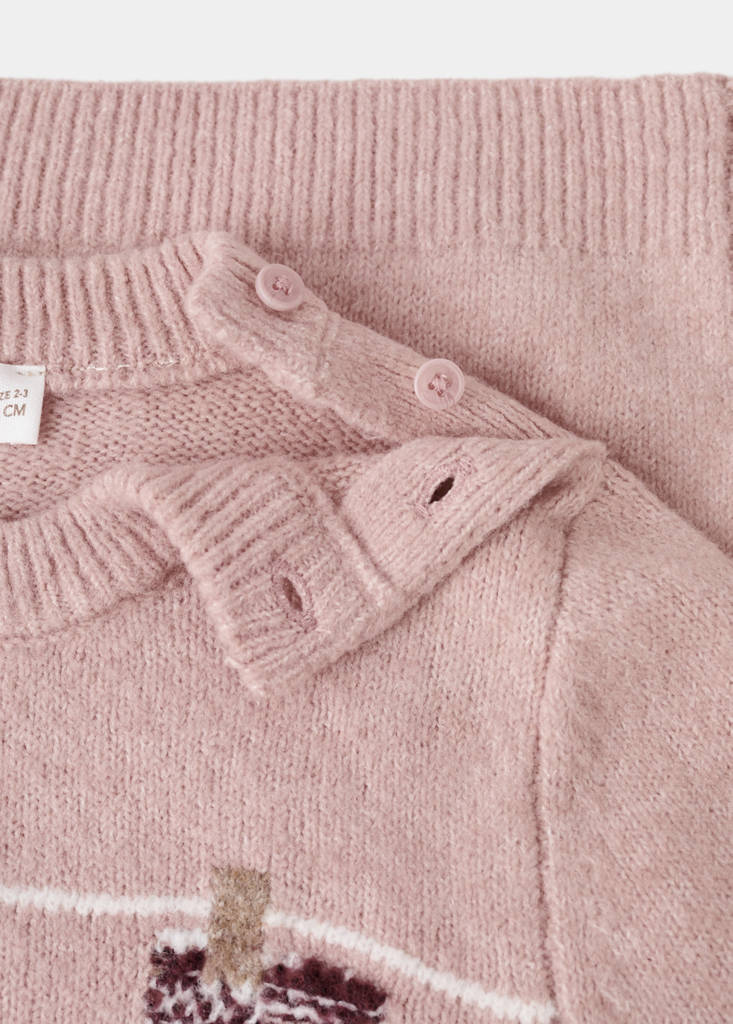 Knit embroidered sweater — Pink