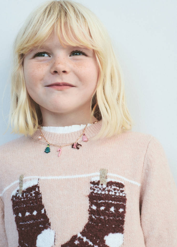Knit embroidered sweater — Pink