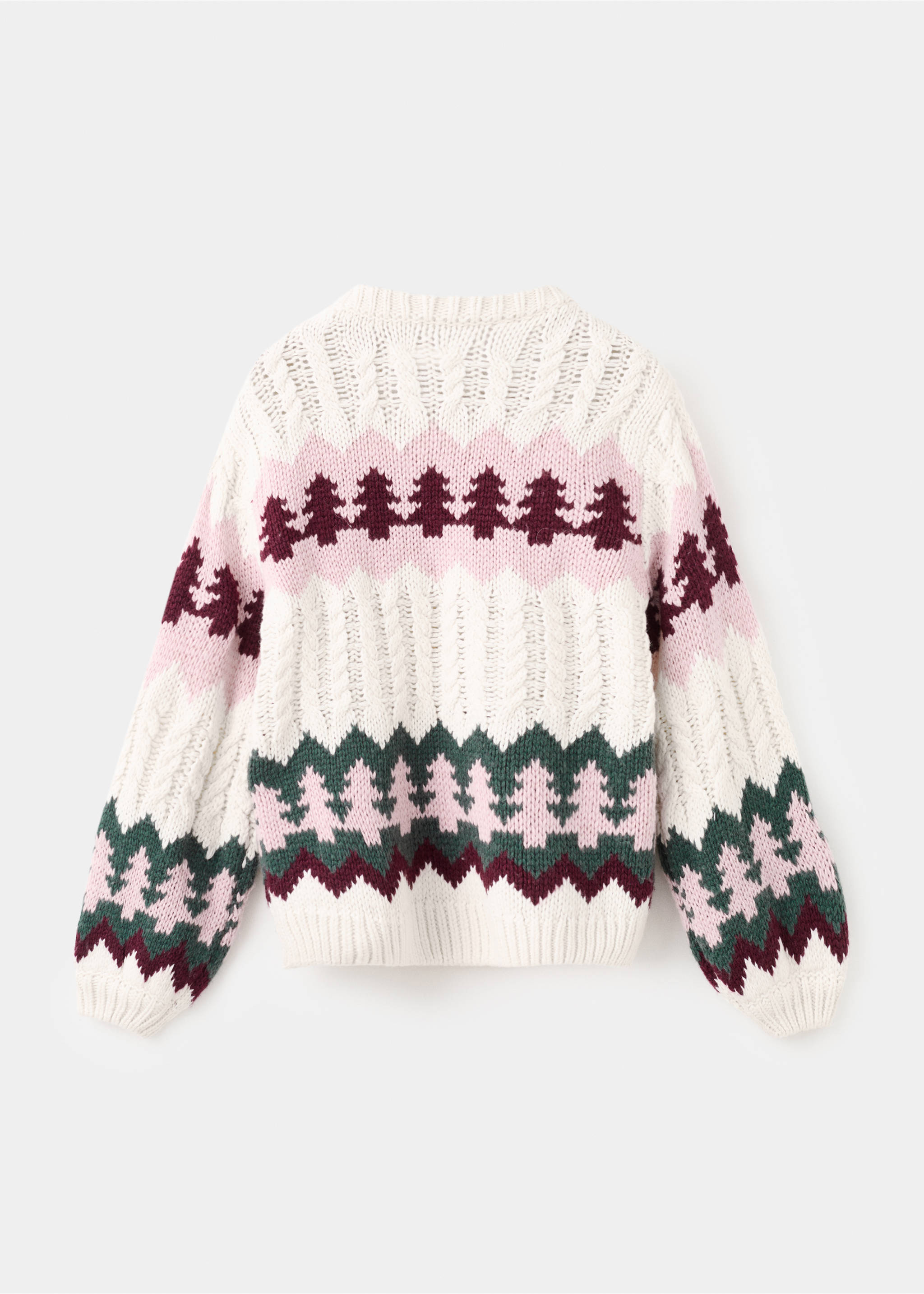 Pull-over maille imprimé de Noël - Verso de l’article, Écru. Ref: 17009114-00.