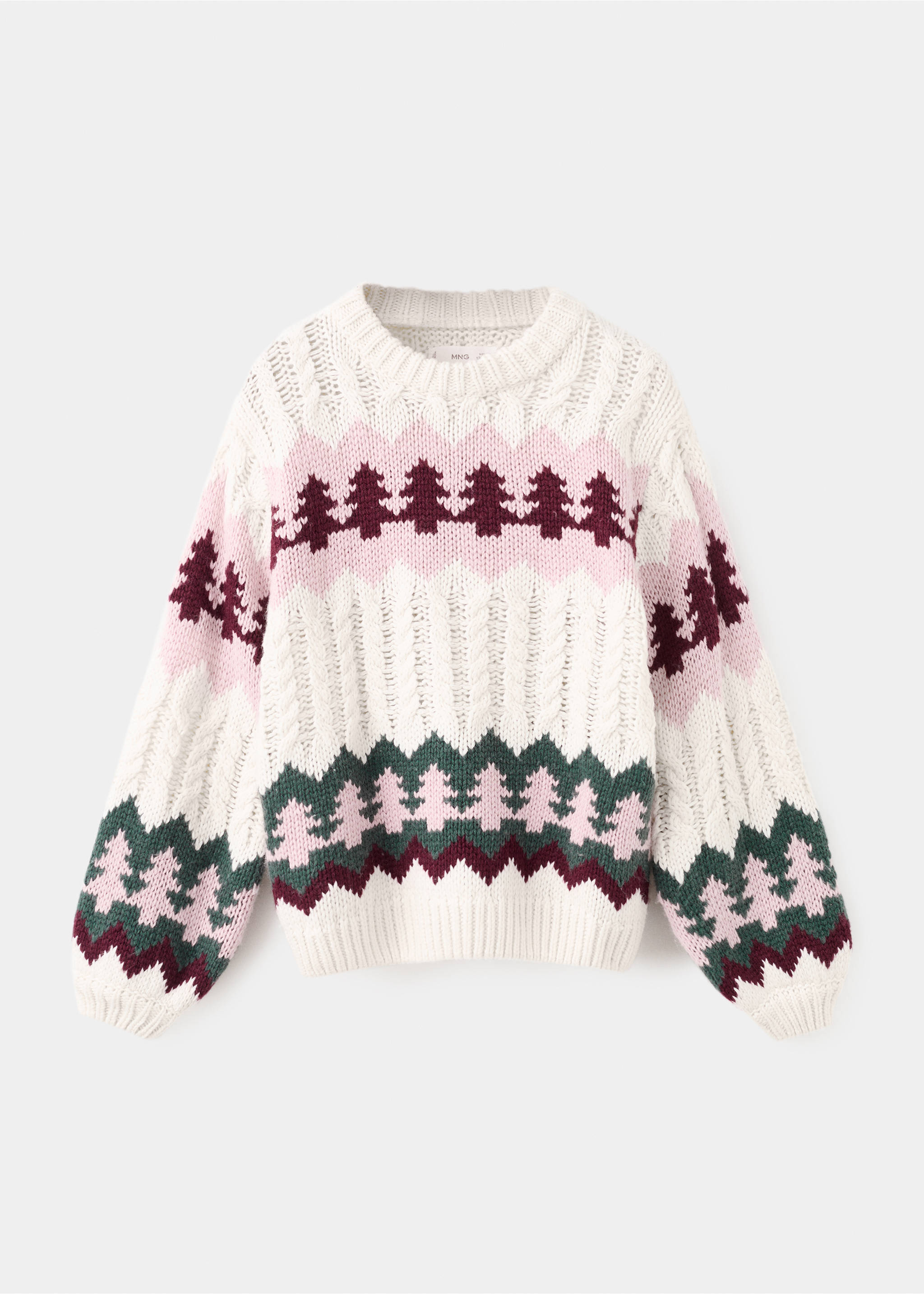 Pull-over maille imprimé de Noël - Article sans modèle, Écru. Ref: 17009114-00.