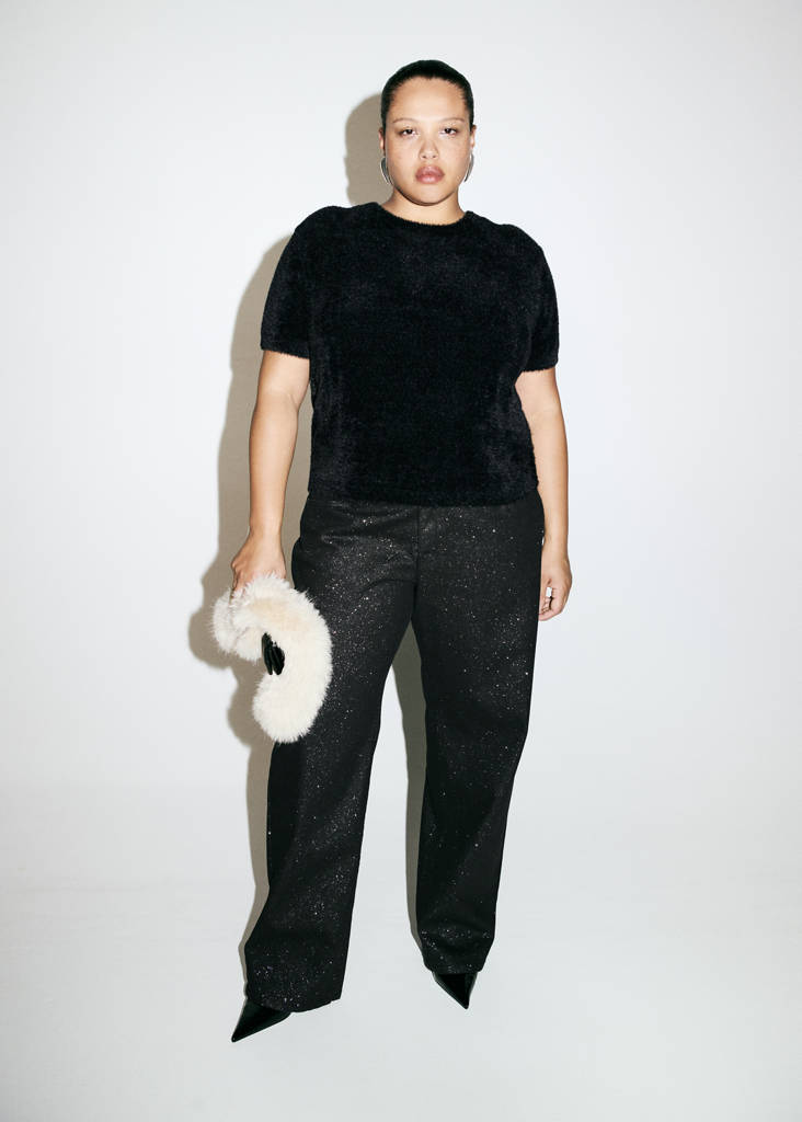 Faux-fur sweater — Black