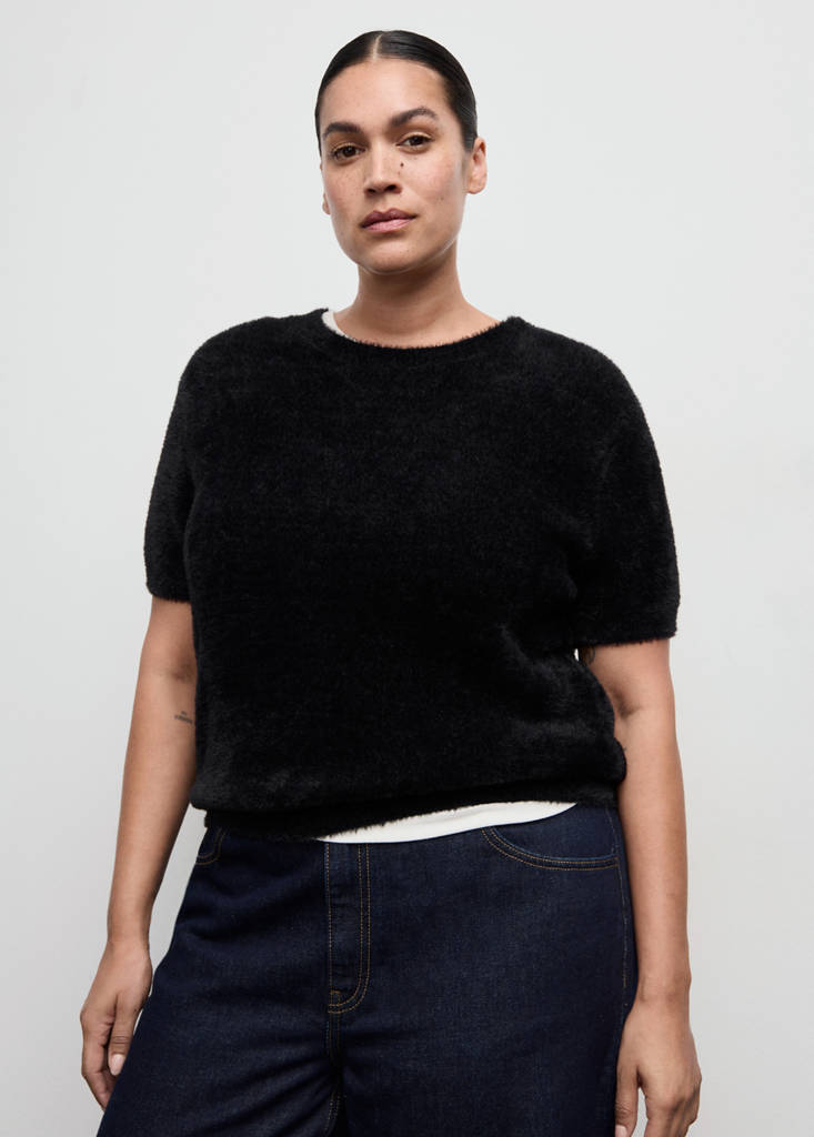 Faux-fur sweater — Black