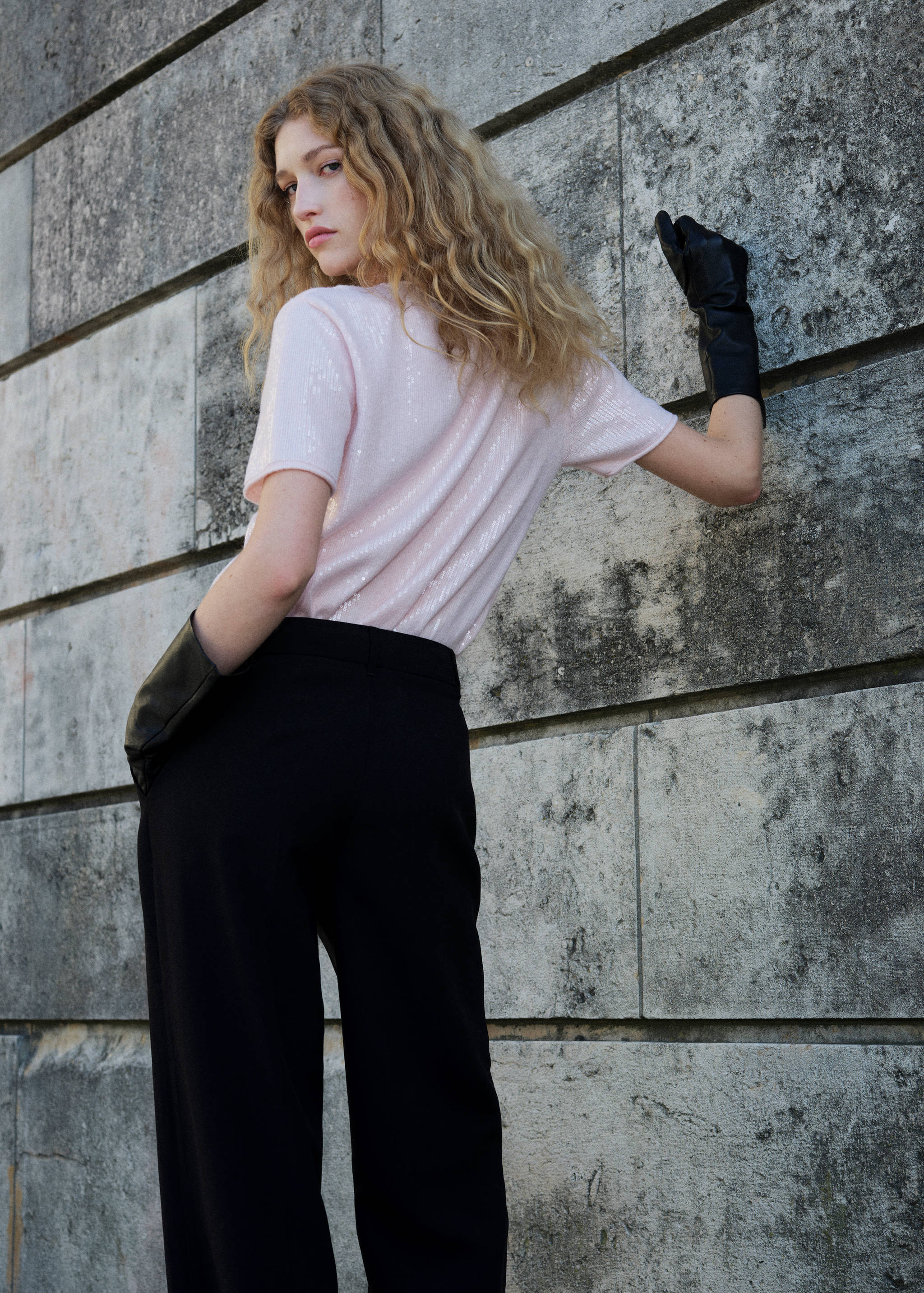 Джемпер з коротким рукавом з паєтками - Зворотна сторона товару