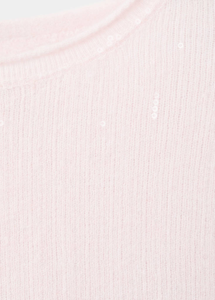 Short-sleeved sequin sweater — Pastel Pink