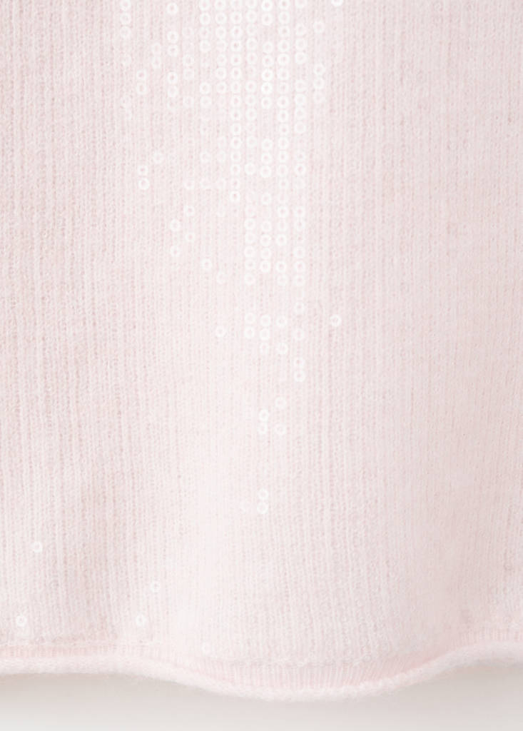 Short-sleeved sequin sweater — Pastel Pink