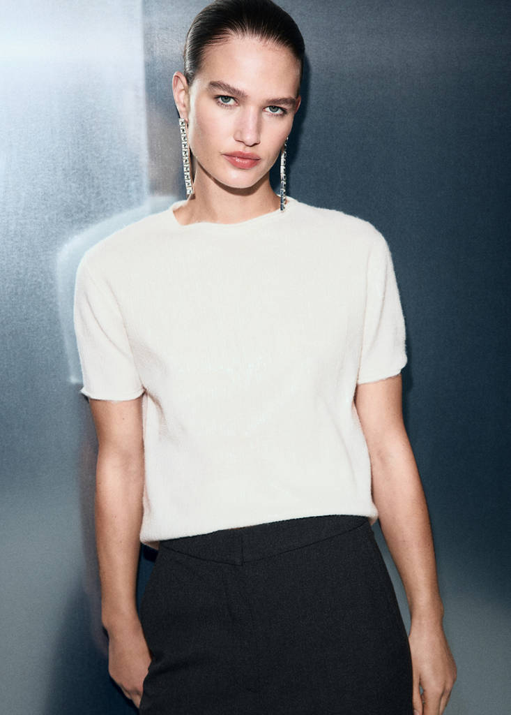 Short-sleeved sequin sweater — Gold