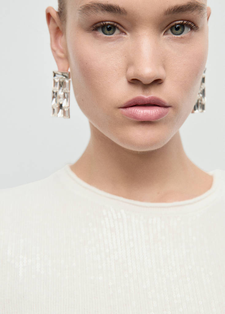 Short-sleeved sequin sweater — Gold