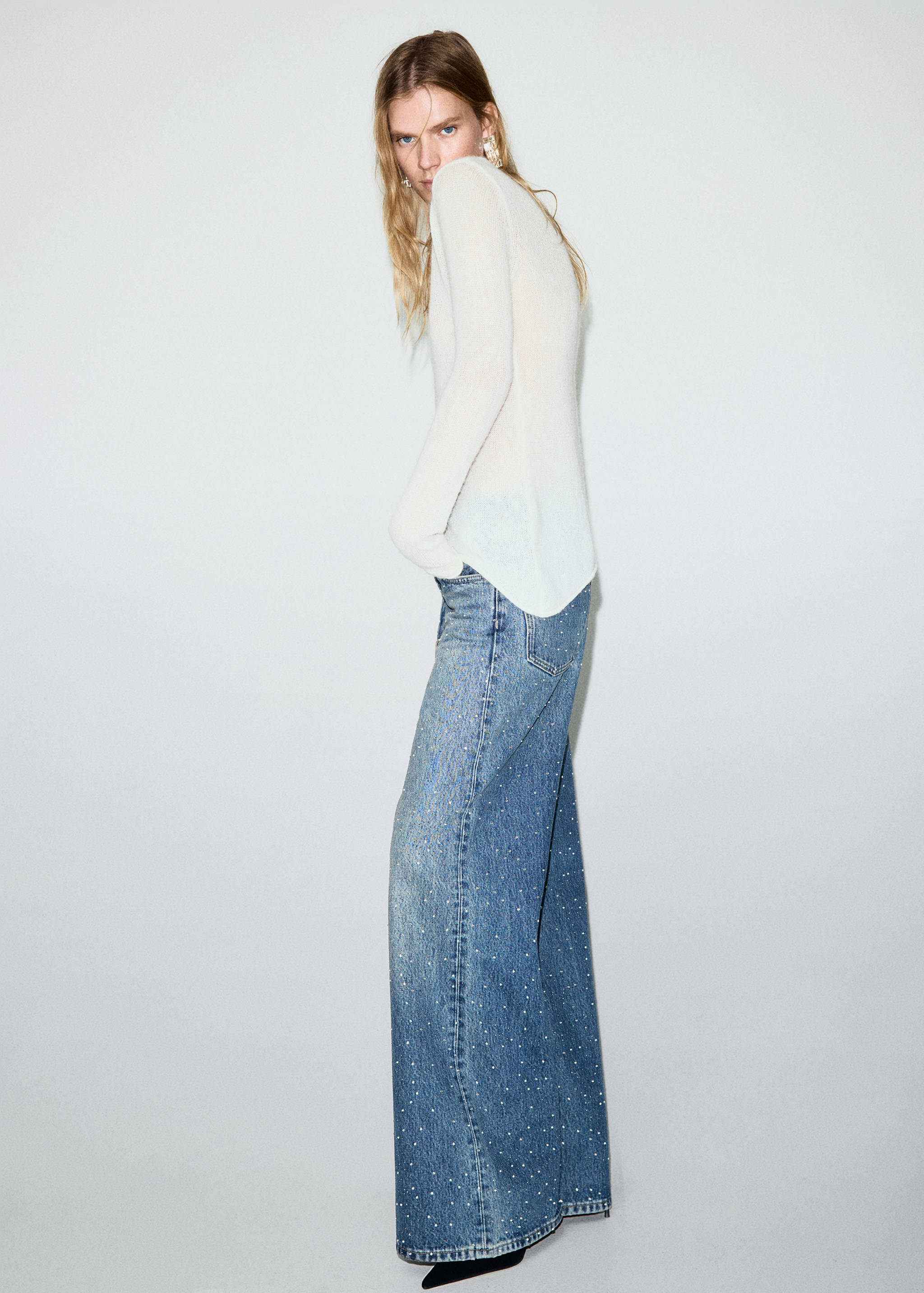 Pull asymétrique mélange alpaga et laine - Plan général