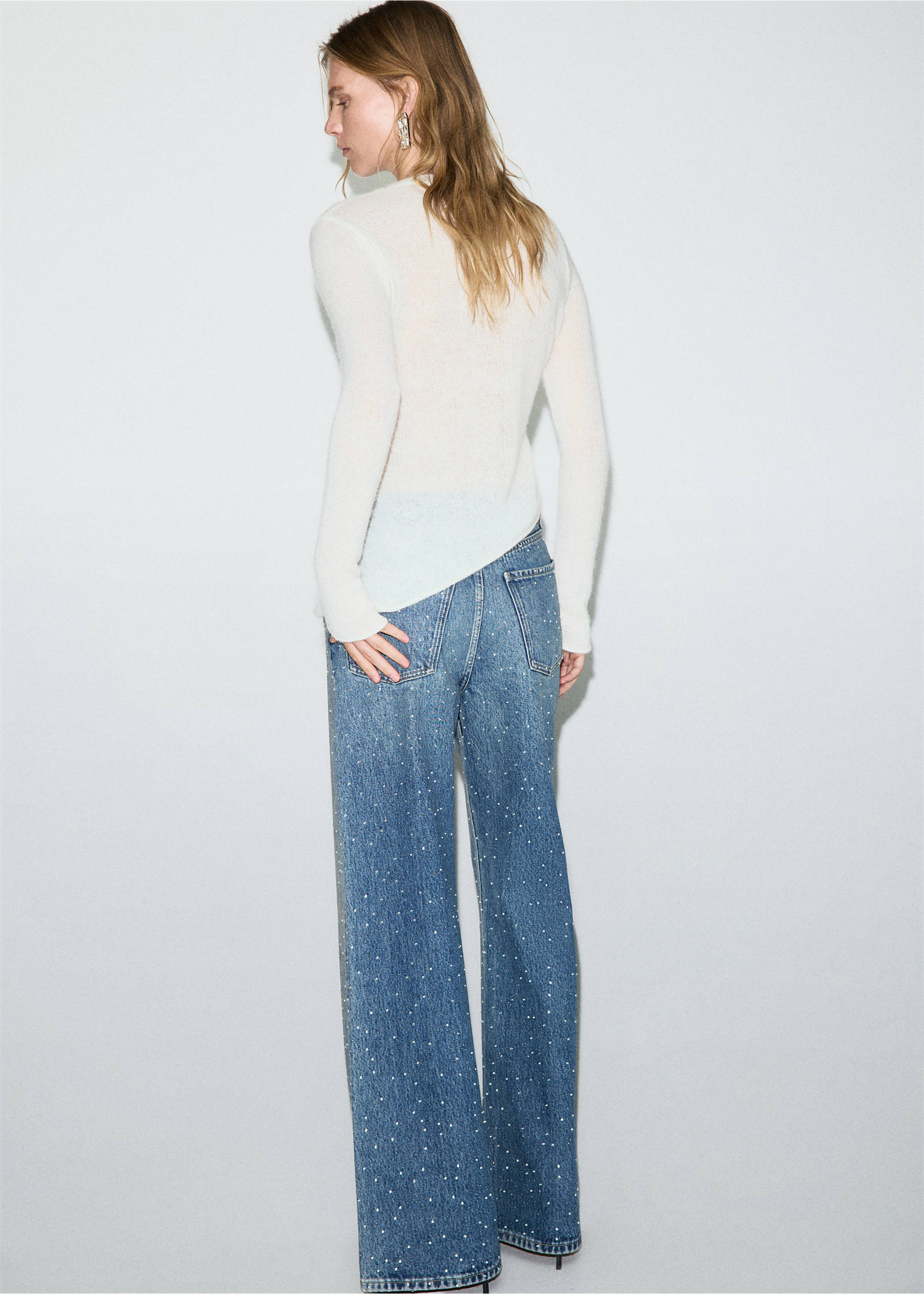 Pull asymétrique mélange alpaga et laine - Verso de l’article, Blanc cassé. Ref: 17009130-00.