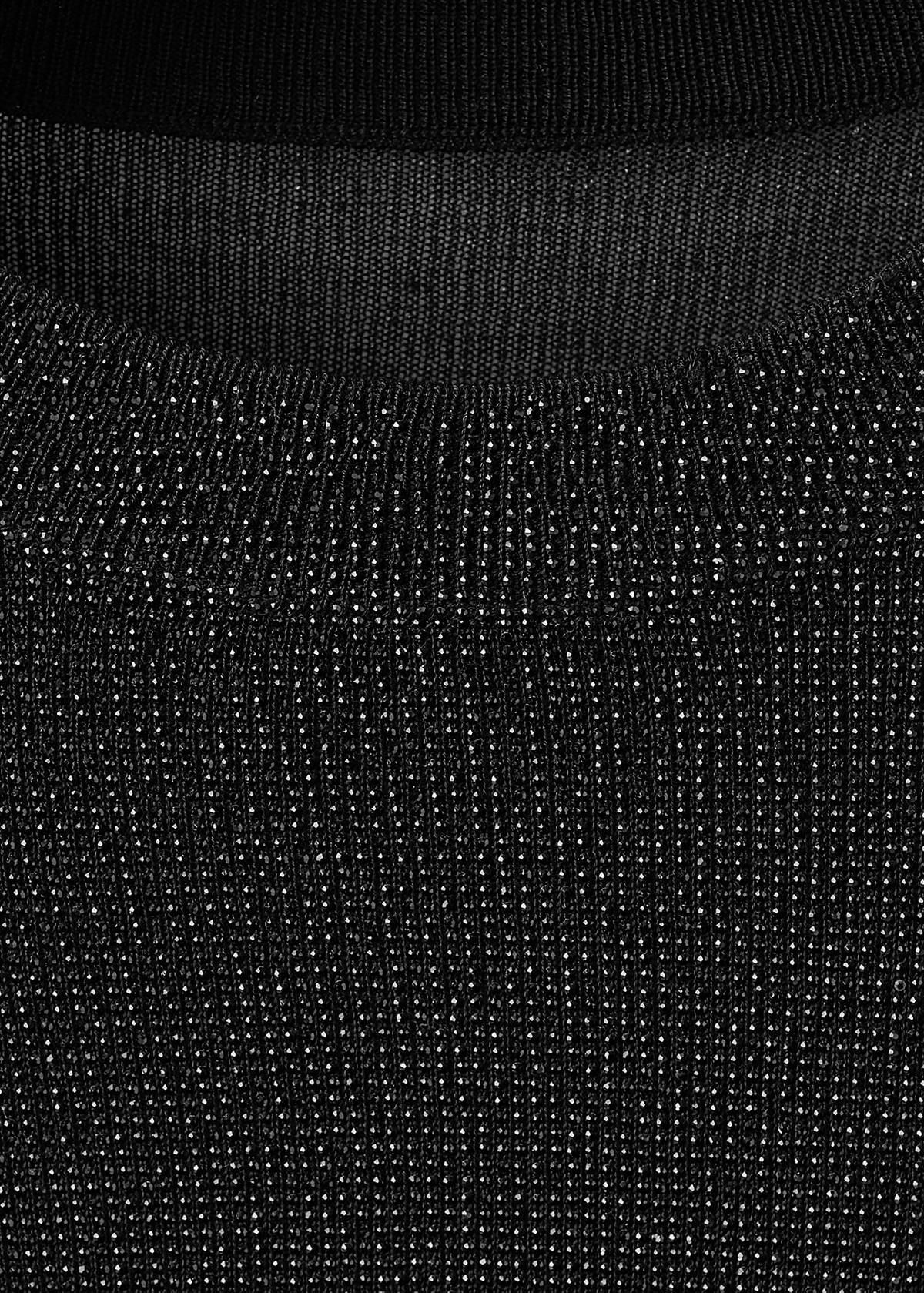 Cropped sweater with crystals — Black