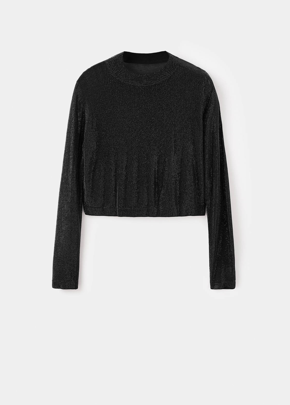 Cropped sweater with crystals — Black