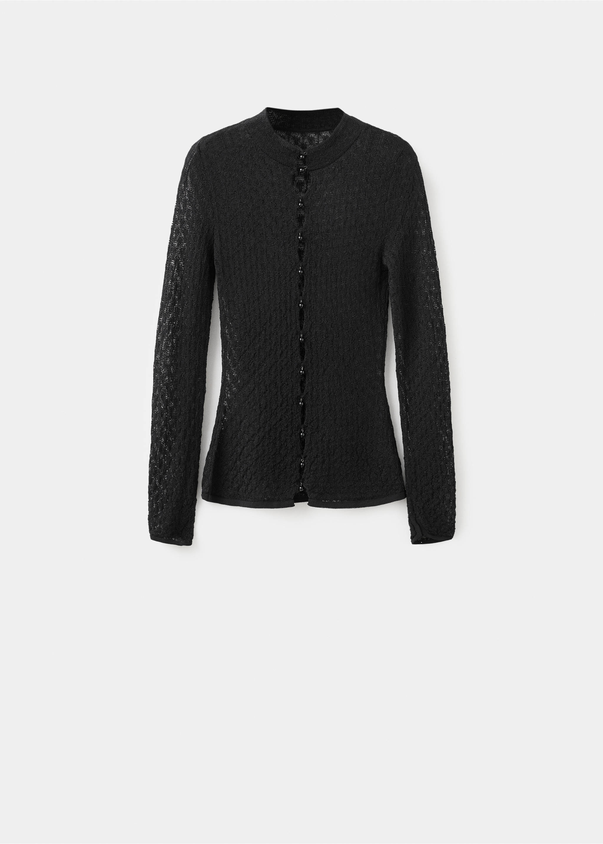 Pull en maille ajourée fermeture perles - Article sans modèle, Noir. Ref: 17009133-00.