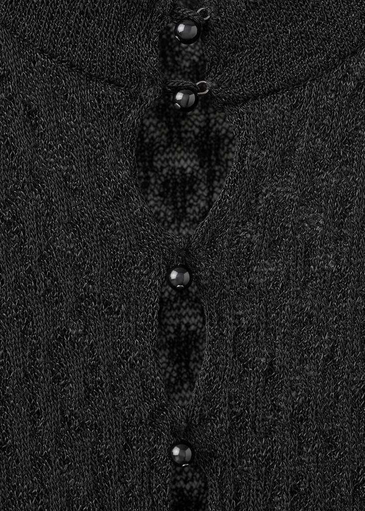Openwork knitted sweater with bead fastening — Black