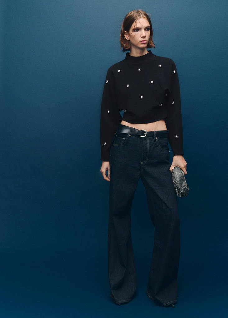 Perkins-neck sweater with spheres — Black
