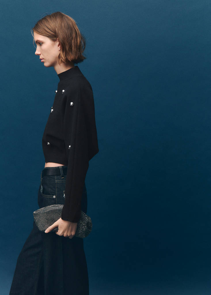 Perkins-neck sweater with spheres — Black