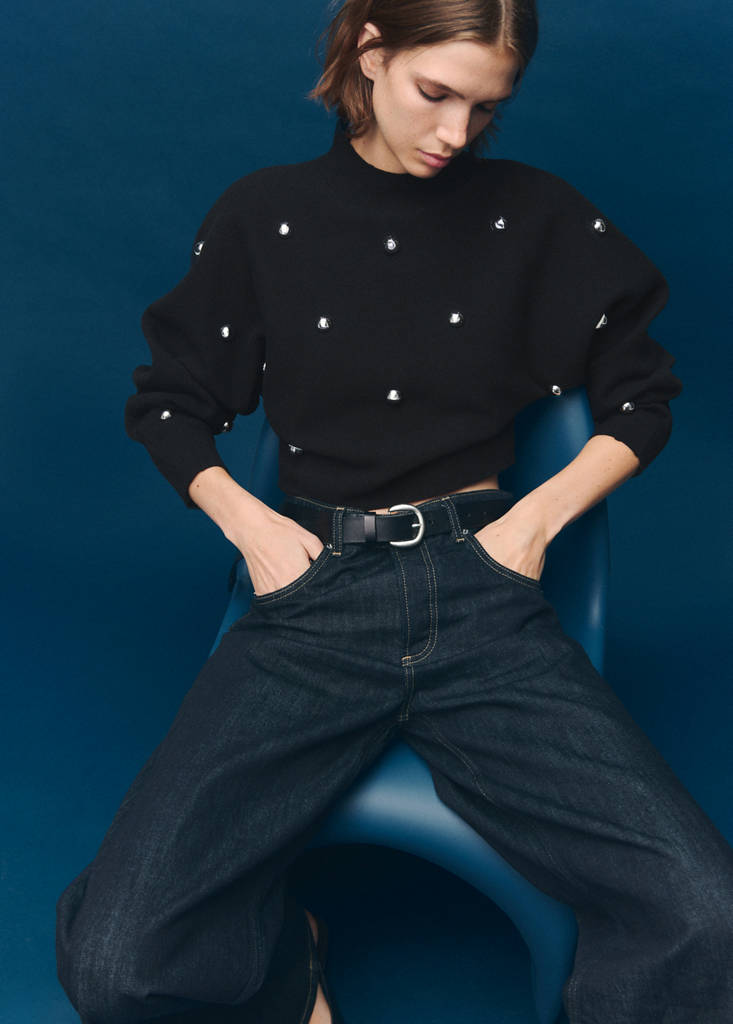 Perkins-neck sweater with spheres — Black