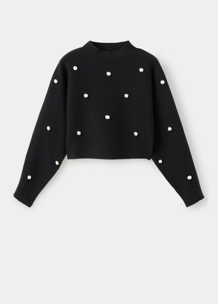 Perkins-neck sweater with spheres — Black