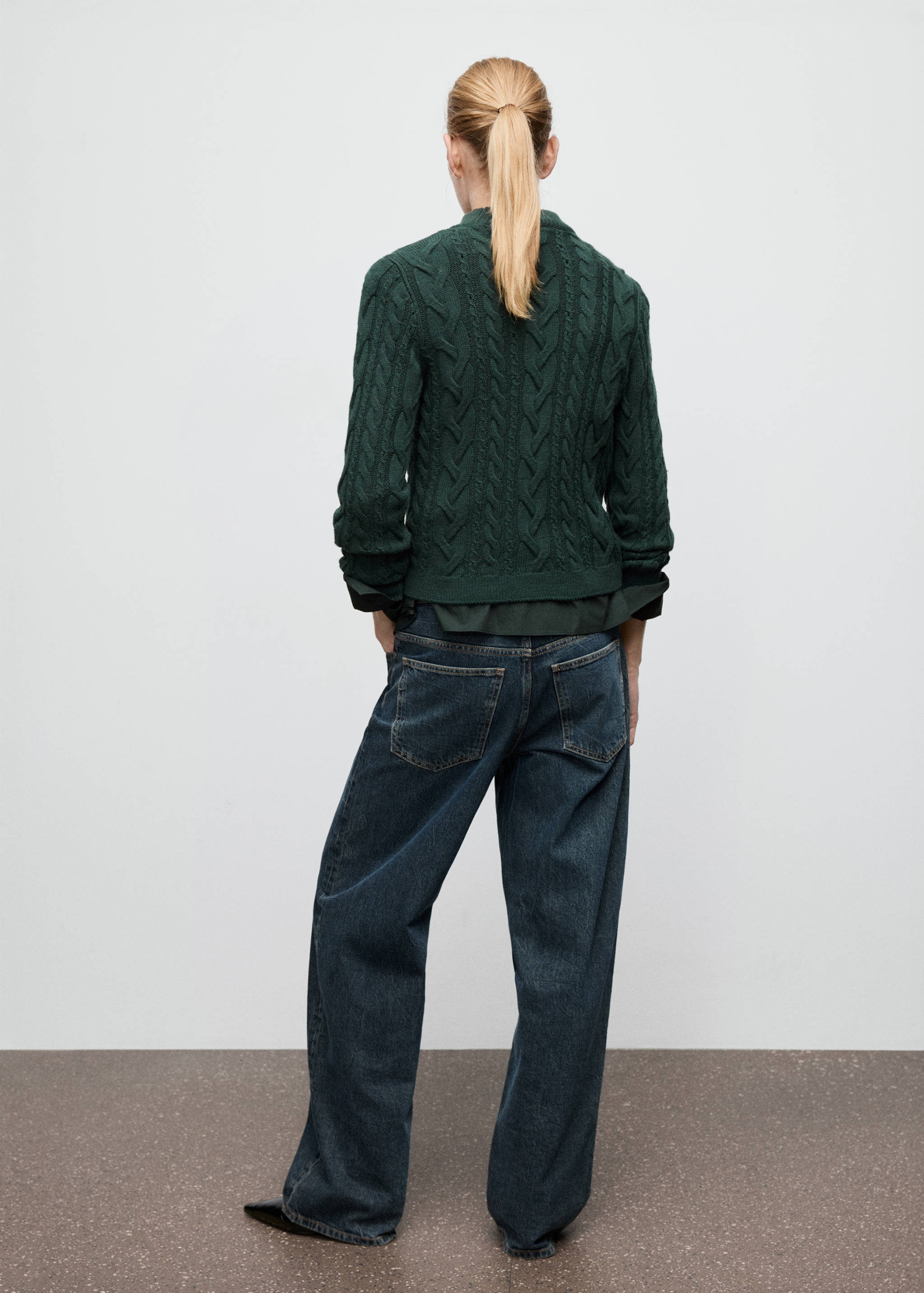 Braided sweater with perkins neck - Reverse of the article