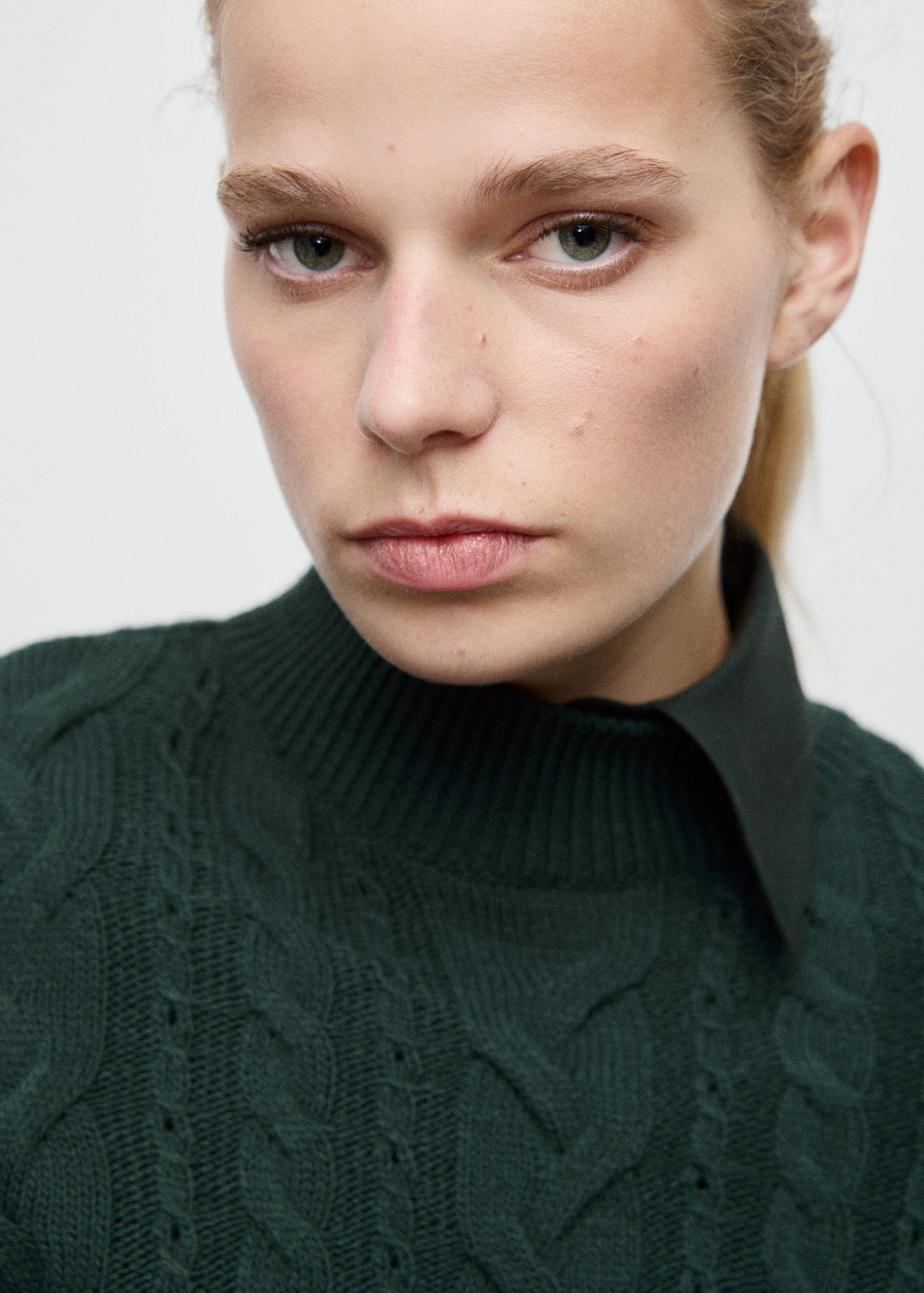 Braided sweater with perkins neck - Details of the article 1