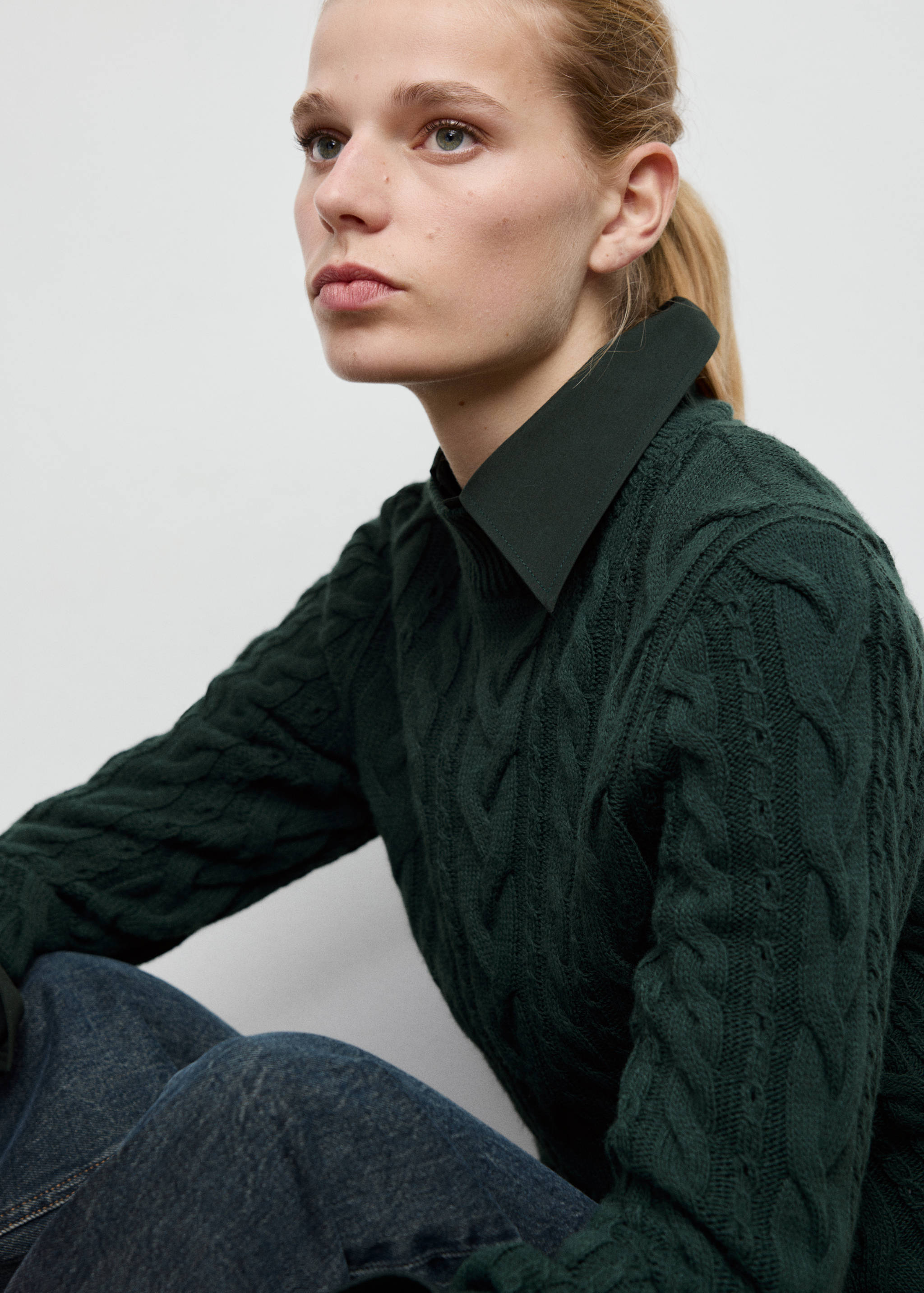 Braided sweater with perkins neck - Details of the article 2