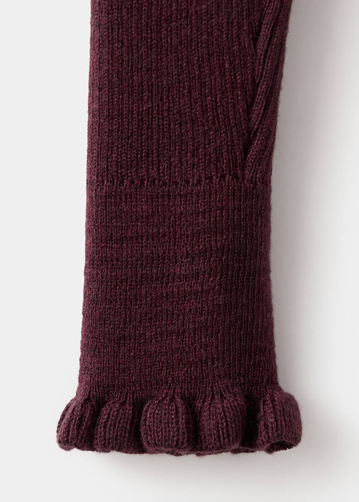 Ribbed sweater with scalloped finishes — Wine