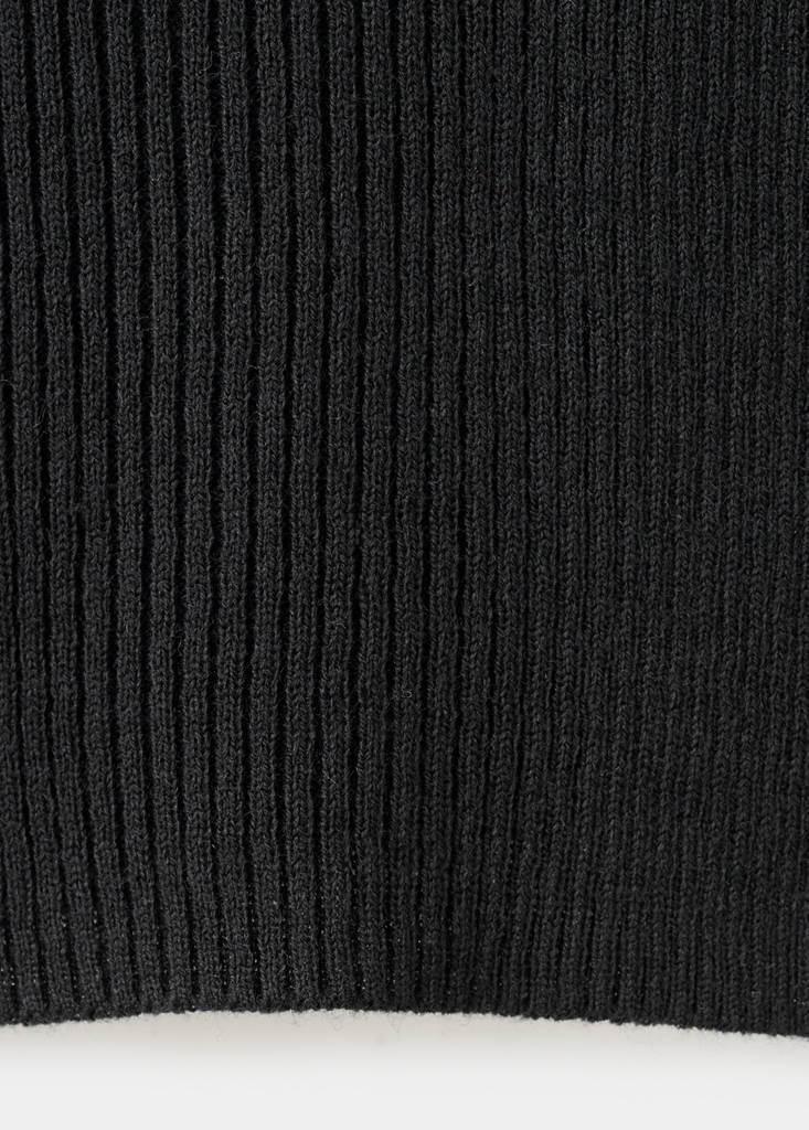 Ribbed sweater with scalloped finishes — Black