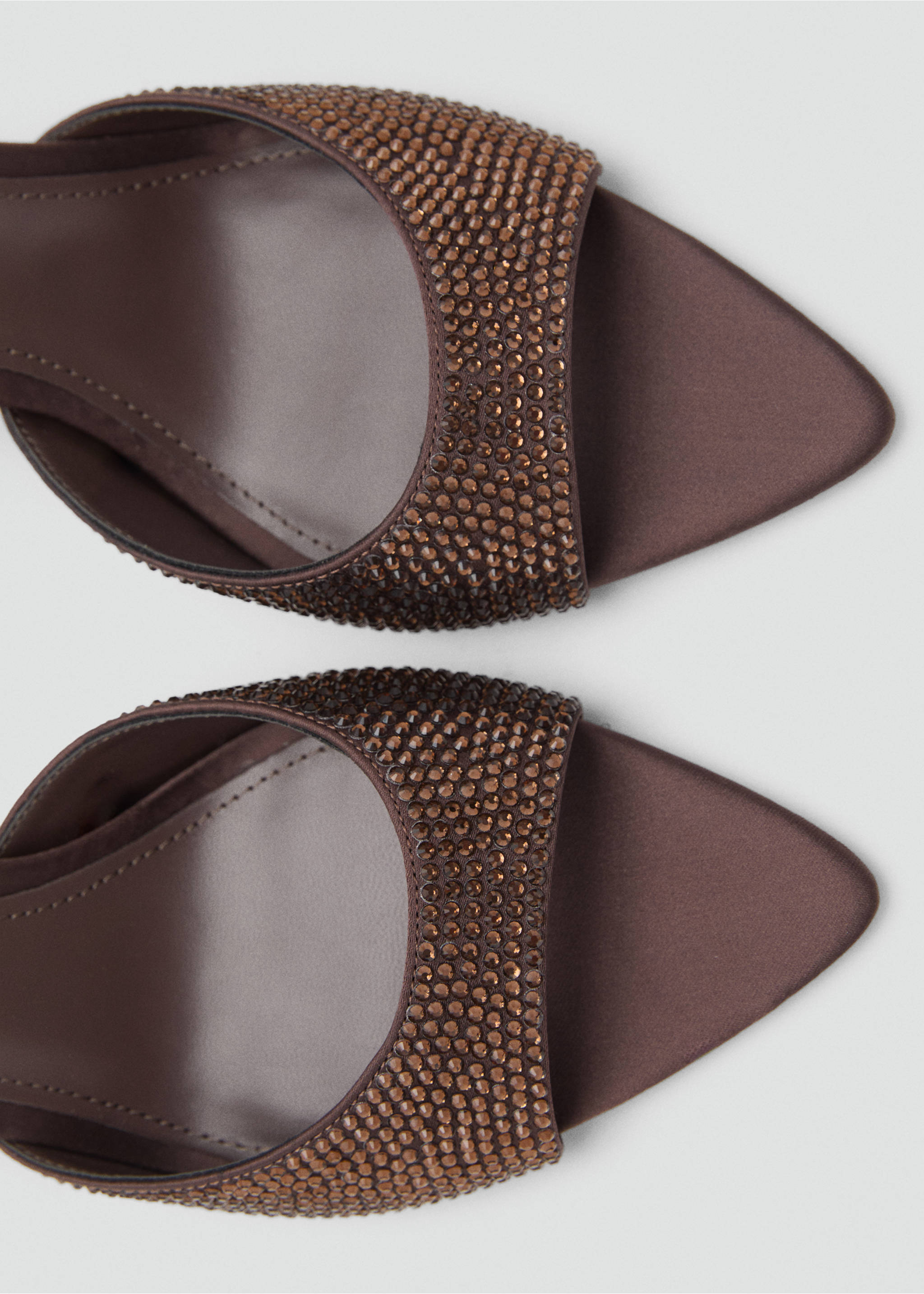 Heeled sandal with strass strap - Details of the article 2, Chocolate. Ref: 17009210-00.