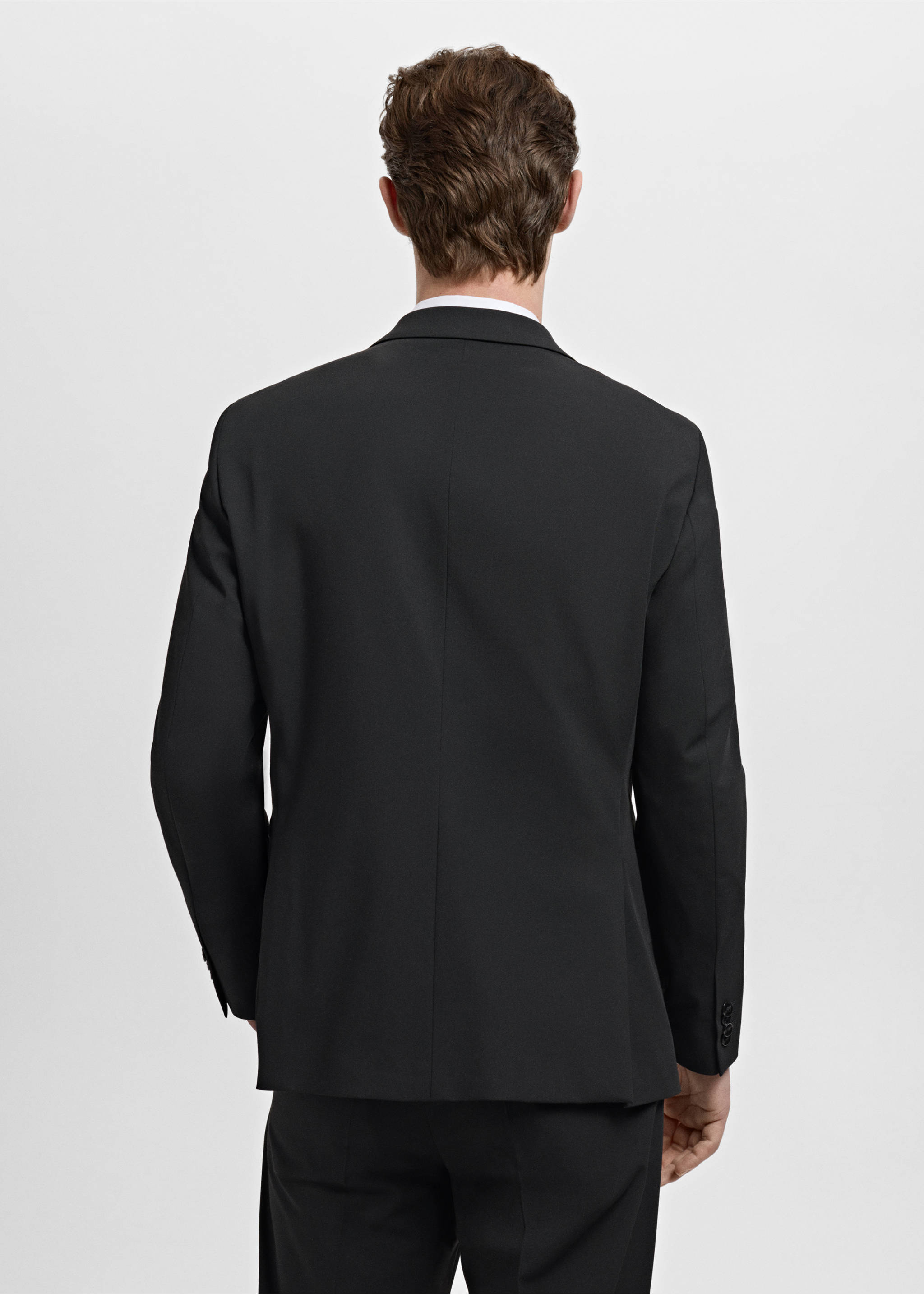 Back view of a black blazer on a male model., Black. Ref: 17009607-00.