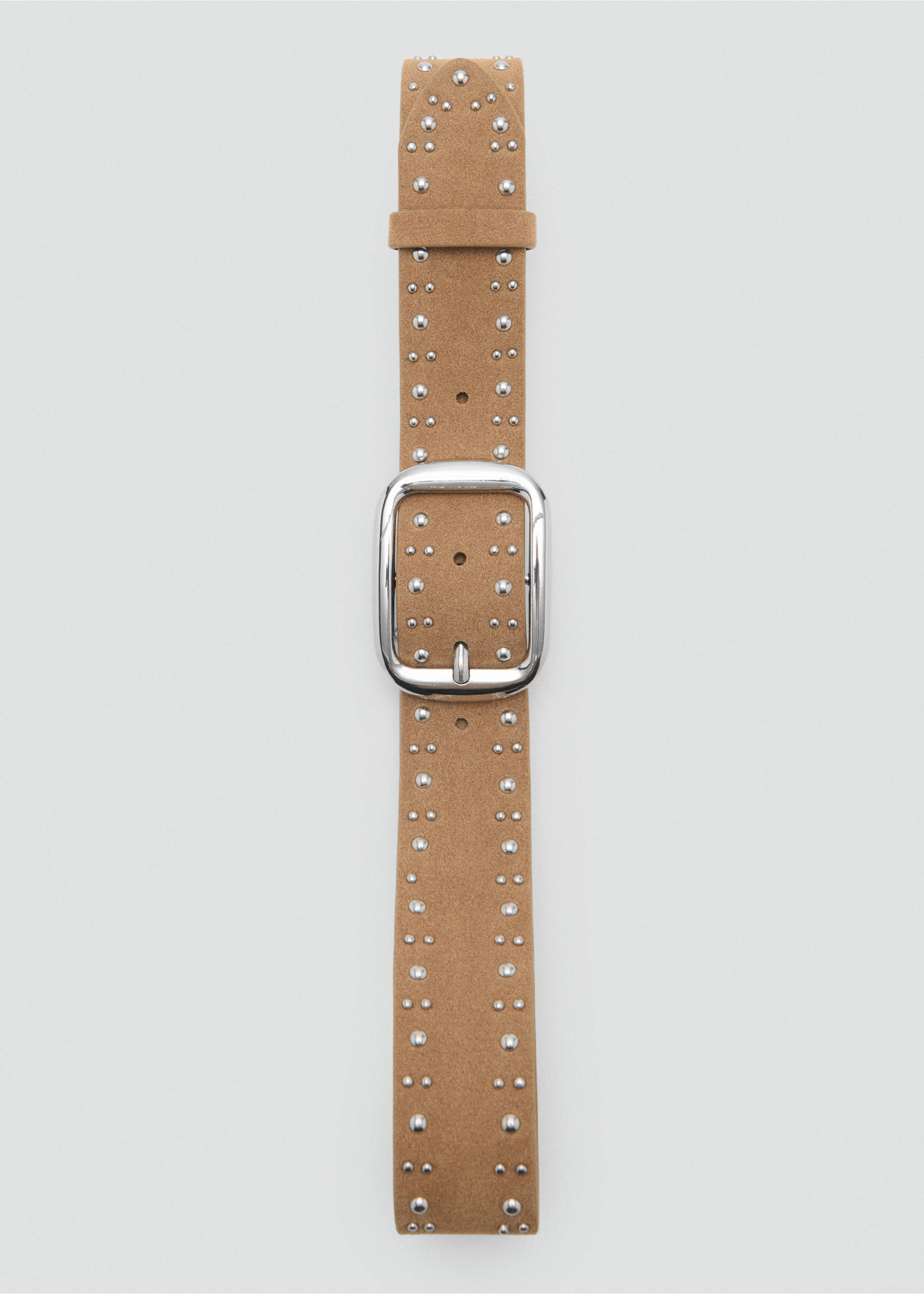 Suede belt with studs - Details of the article 2, Sand. Ref: 17011139-00.