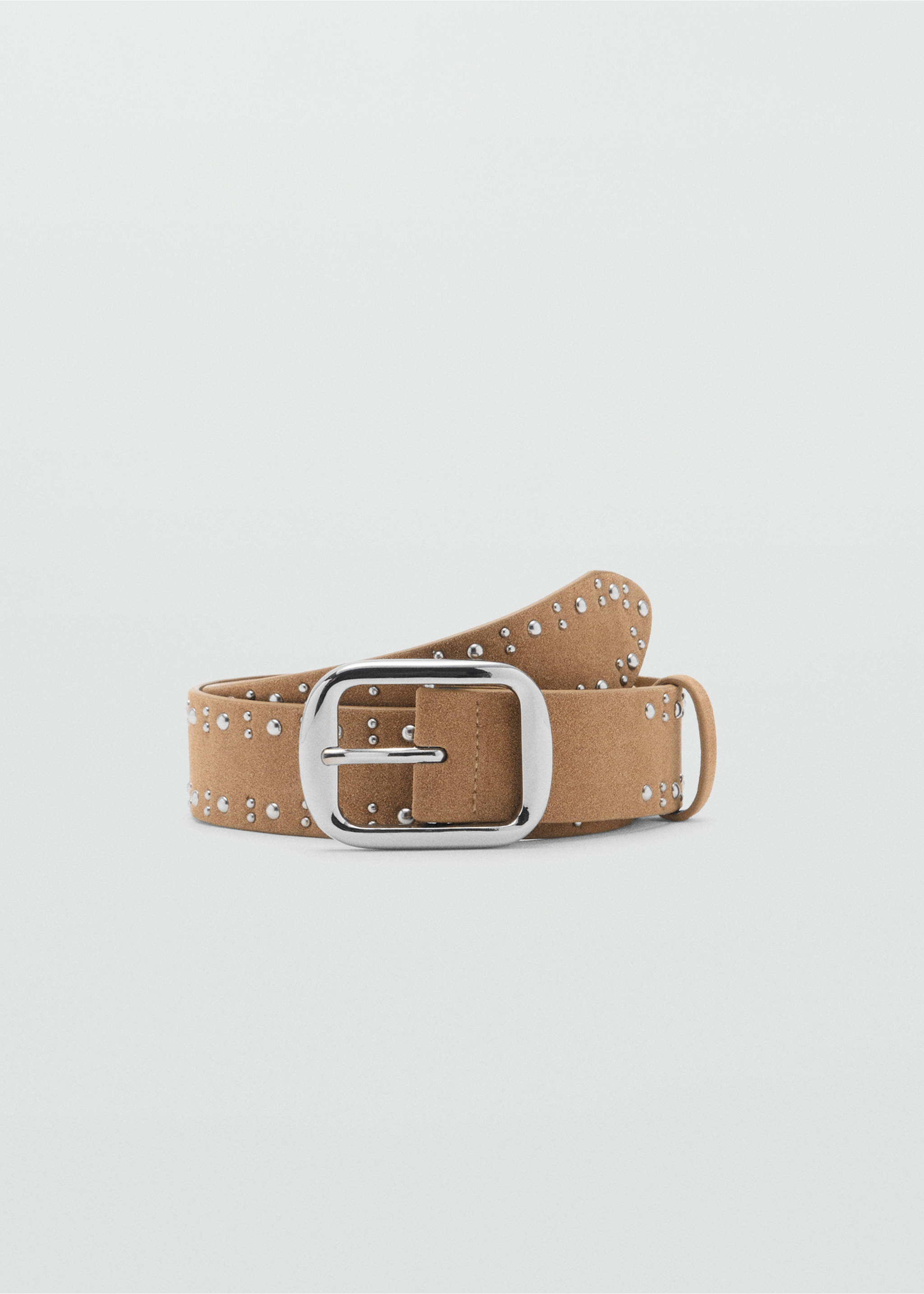 Suede belt with studs - Article without model, Sand. Ref: 17011139-00.