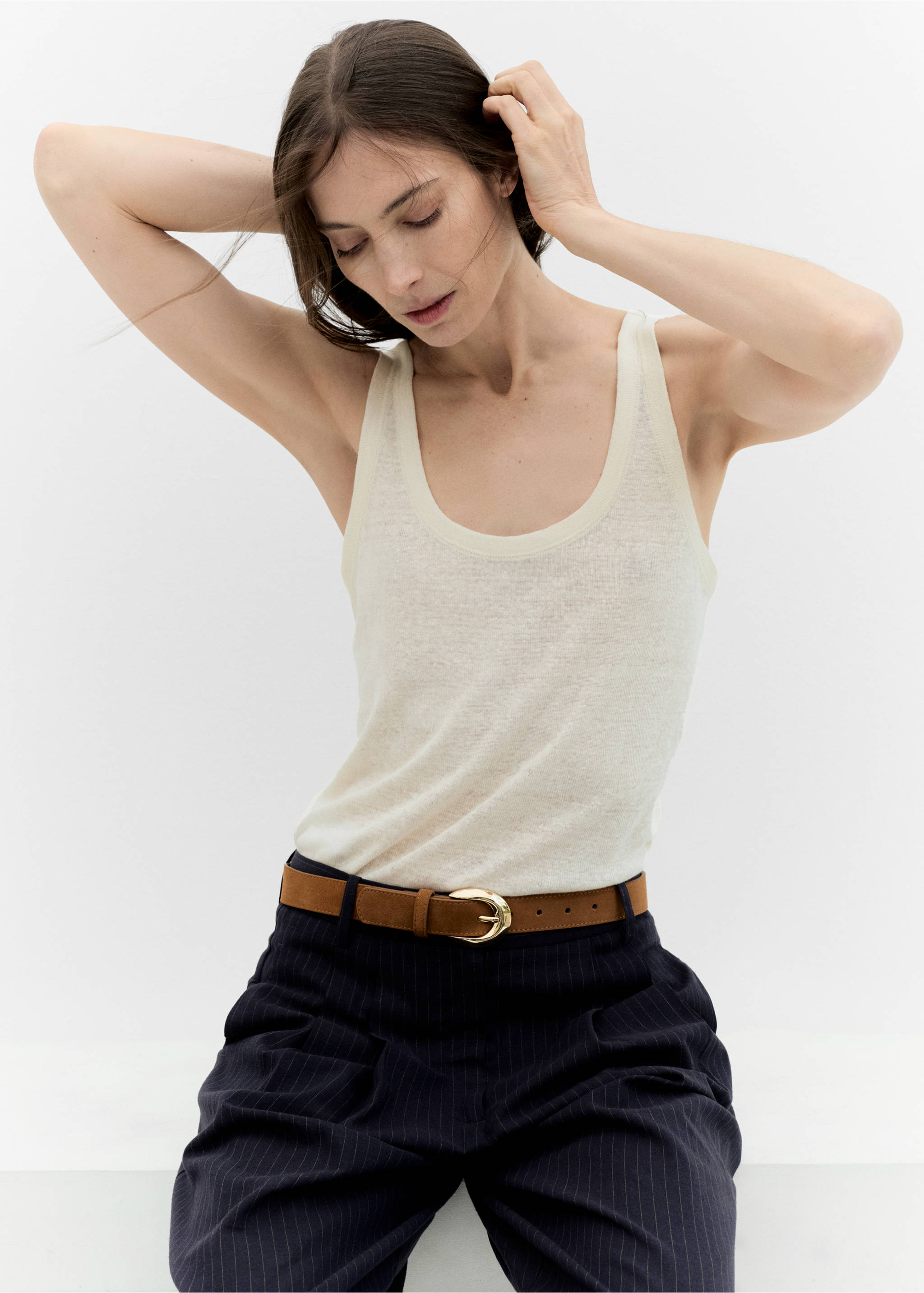 Cinturón piel hebilla ovalada - Detalle del artículo 9, Marrón. Ref: 17011140-00.