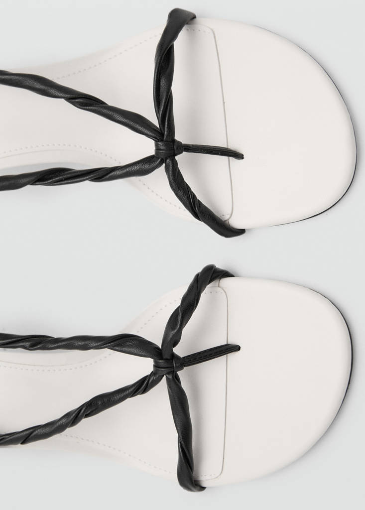 Ruched strips sandals — White