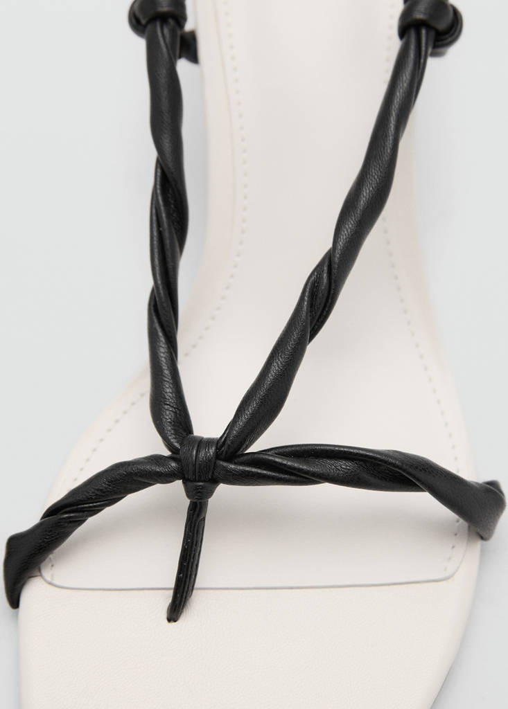 Ruched strips sandals — White